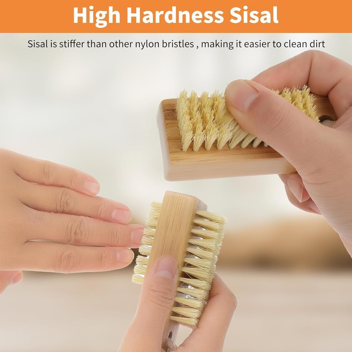 AIMALL 2Pcs Bamboo Sisal Nail Brush Beech Wood Bristle Cleaning Brush, Eco-Friendly Nail Tools for Hand and Nail Care, Natural Bamboo Nail Brushes image number 2