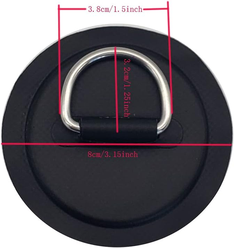4 Pieces Pad/Patch D Rings for PVC Inflatable Boat Canoe Raft Stainless Steel D-Ring Patch Dinghy Kayak Surfboard Paddle Board image number 2