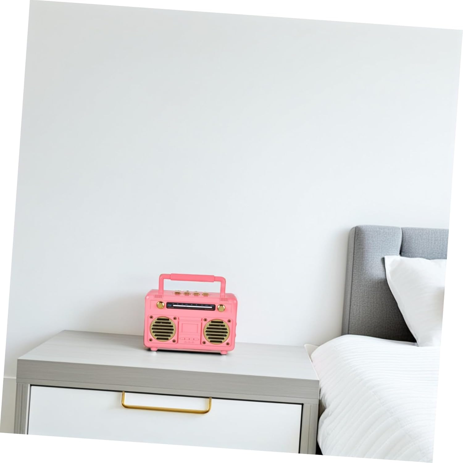 LIFKICH Vintage Wireless Speaker with Subwoofer Portable Retro Radio Mini Music Player for Outdoor Camping Travel Home Desk Decor Compact with Battery in Pink image number 5