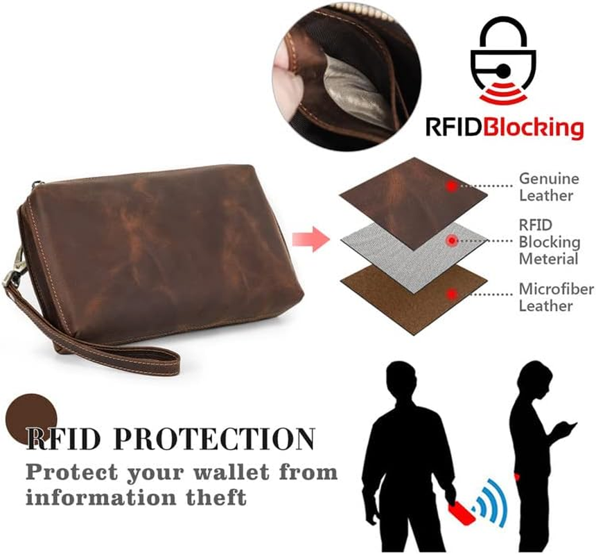 Generic Vintage Leather Mens Handbag, Business Handbag, Mobile Phone Storage Bag, Coffee, 21*4.5*12.5Cm, Coffee, 21*4.5*12.5Cm image number 1