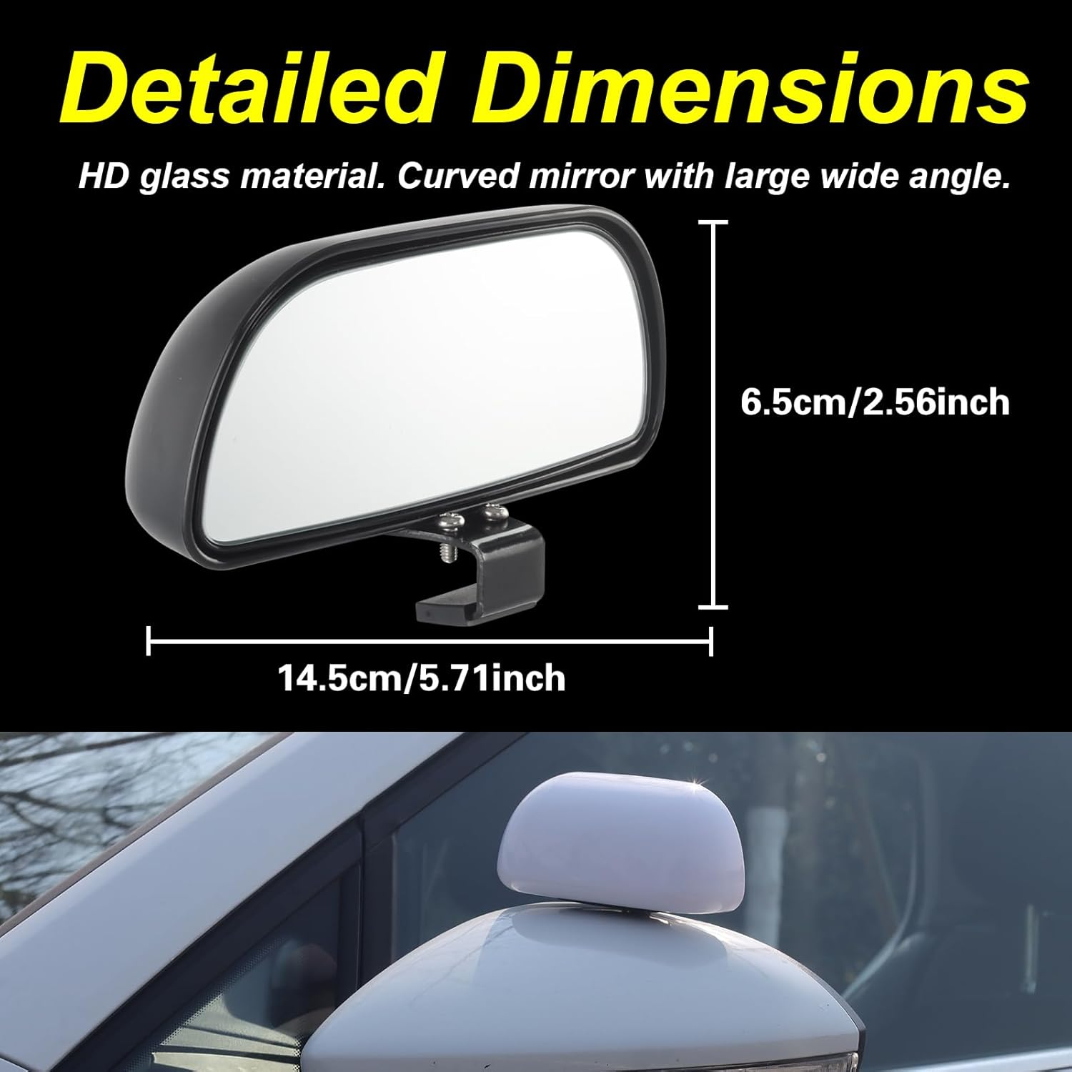 Blind Spot Mirrors for Trucks and Cars,Automotive Side View Concave Mirror Blindspot,360&deg; Large Convex Rearview Exterior Mirror Accessories for Truck and Car(1Pack Black) - 1Pack Black image number 3