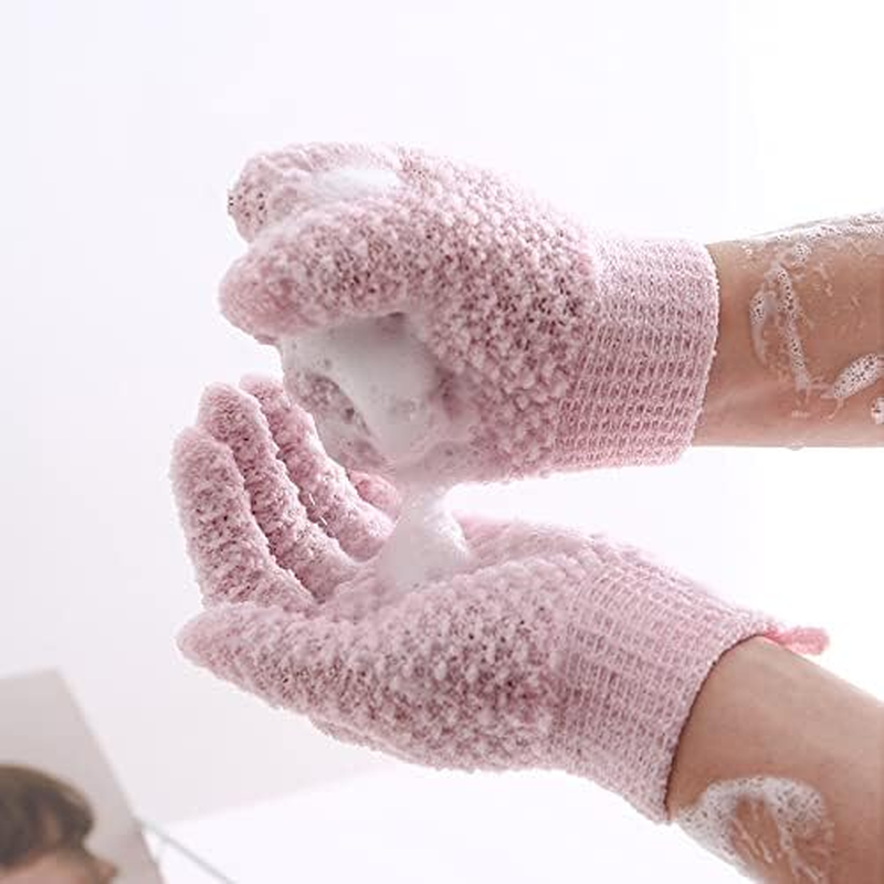 WOIWO 2 PCS Five-Finger Jacquard Bath Scrub Double-Faced Five-Finger Wash Scrub Towel Bath Gloves Wash Bath image number 5