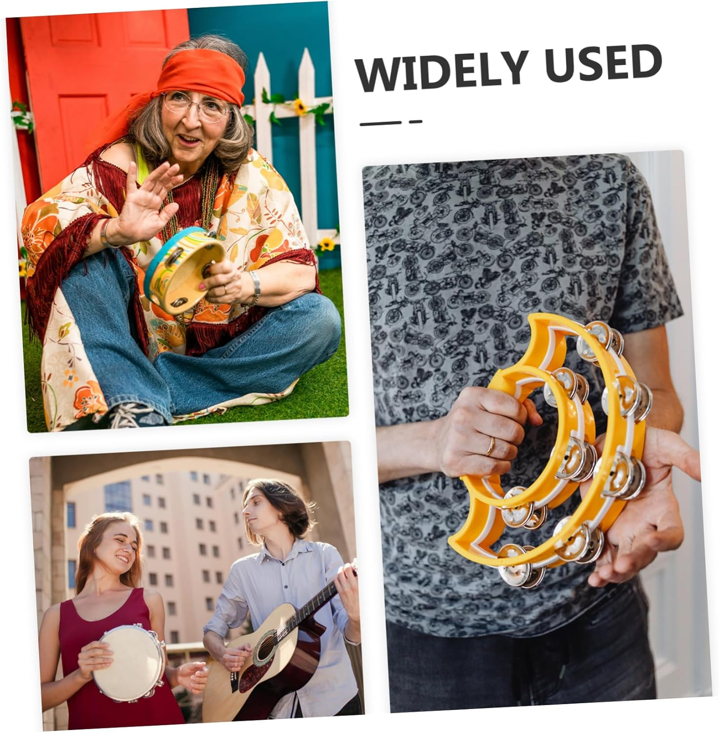 Minkissy Handheld Tambourine with Ribbons Percussion Drum for Dance Performances Lightweight and Durable for Stage Church and Music Lessons image number 2