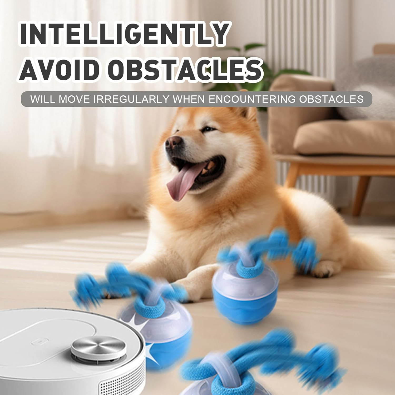 Interactive Dog Toy - Automatic Moving Dog Chew Ball Durable Puppy Chew Toy Release Energy Relieve Boredom Suitable for All Types of Dogs USB Rechargeable Used for Puppy Daily Training Blue image number 4