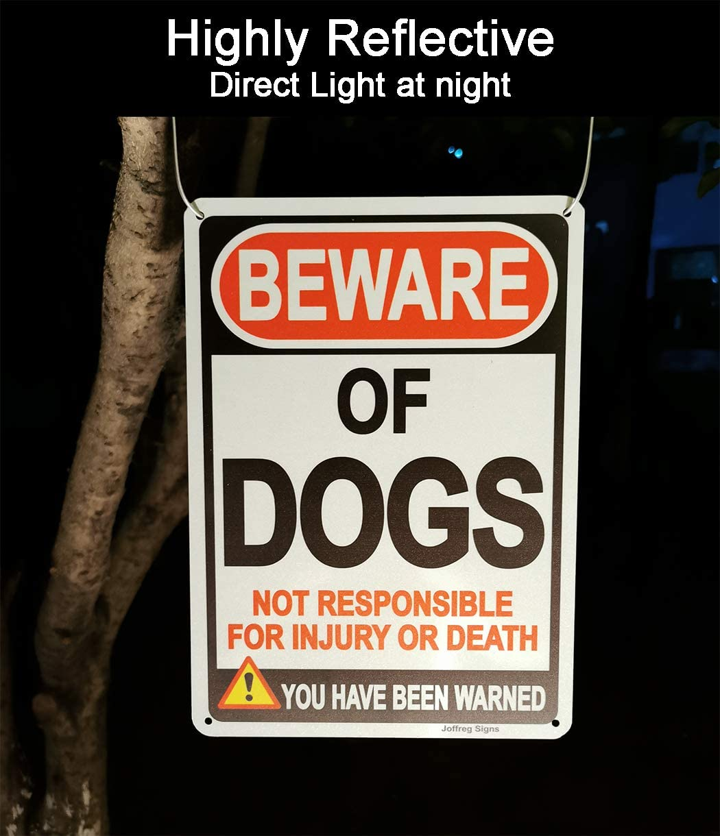 Joffreg Beware of Dogs Sign,Dog Warning Sign,18 X 25 Cm,Reflective Aluminum,Uv Printed,Weather Resistant,Waterproof,Durable Ink,Easy to Mount,Indoor or Outdoor Use,2 Pack image number 1