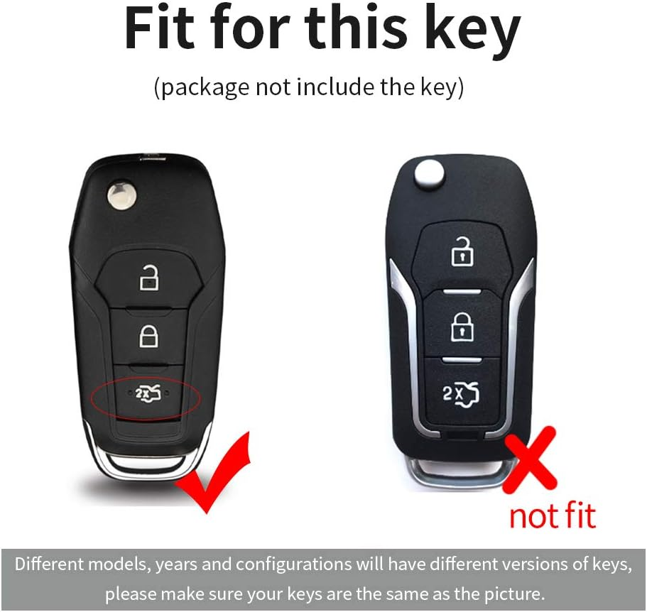 Ontto Silicone Car Key Fob Cover Keyring for Ford F150 F250 Focus 3 Escort Kuga Mondeo Fiesta Mustang Fecosport Edge Fusion 2016 Ranger S-Max Accessories Flip Key Case Key Shell Key Holder Blue image number 1