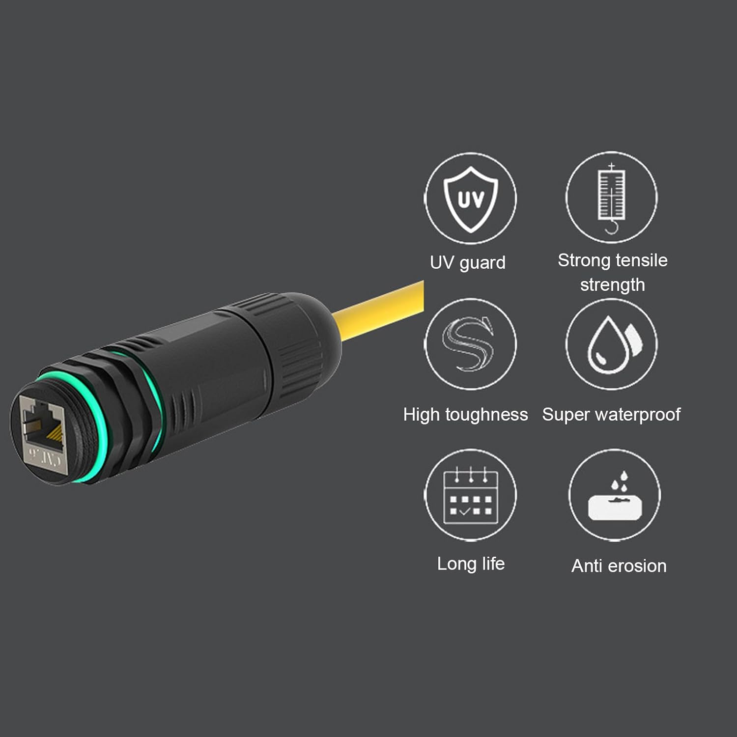 Cable Connecter to RJ45 Ethernet Adapter, Cable RJ45 Female Connectors IP68 Waterproof RJ45 Coupler for Cat6 LAN Cable Ethernet Extender Female to Female image number 4