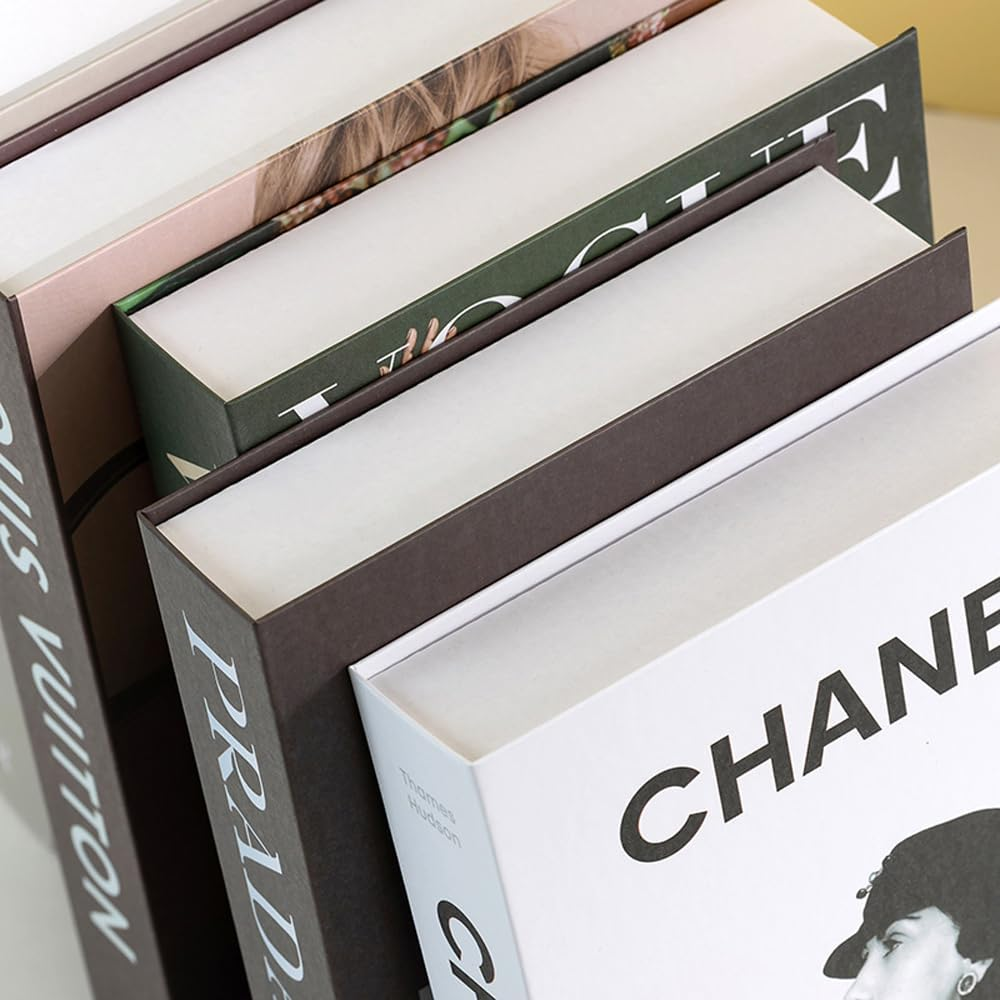Decorative Books for Home Decor,Set of 4 Stylish Fake Books of Room Aesthetic,For Coffee Table Decor,Living Room, Table, Shelf Decor,Modern Hardcover Stacked Display (Black-White) image number 5