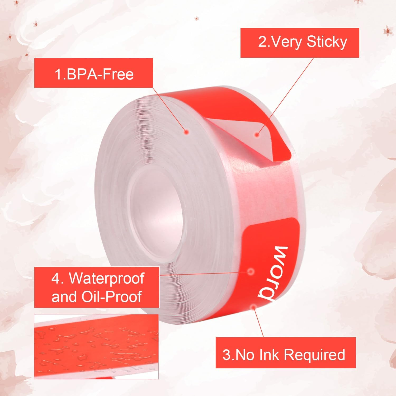 3 Rolls Label Maker Tape for Phomemo D30 Label Printer Machine, 12Mm X 40Mm Thermal Paper Stickers Waterproof Self Adhesive Label Tape Replacement for Home Office School Files (Red) image number 3