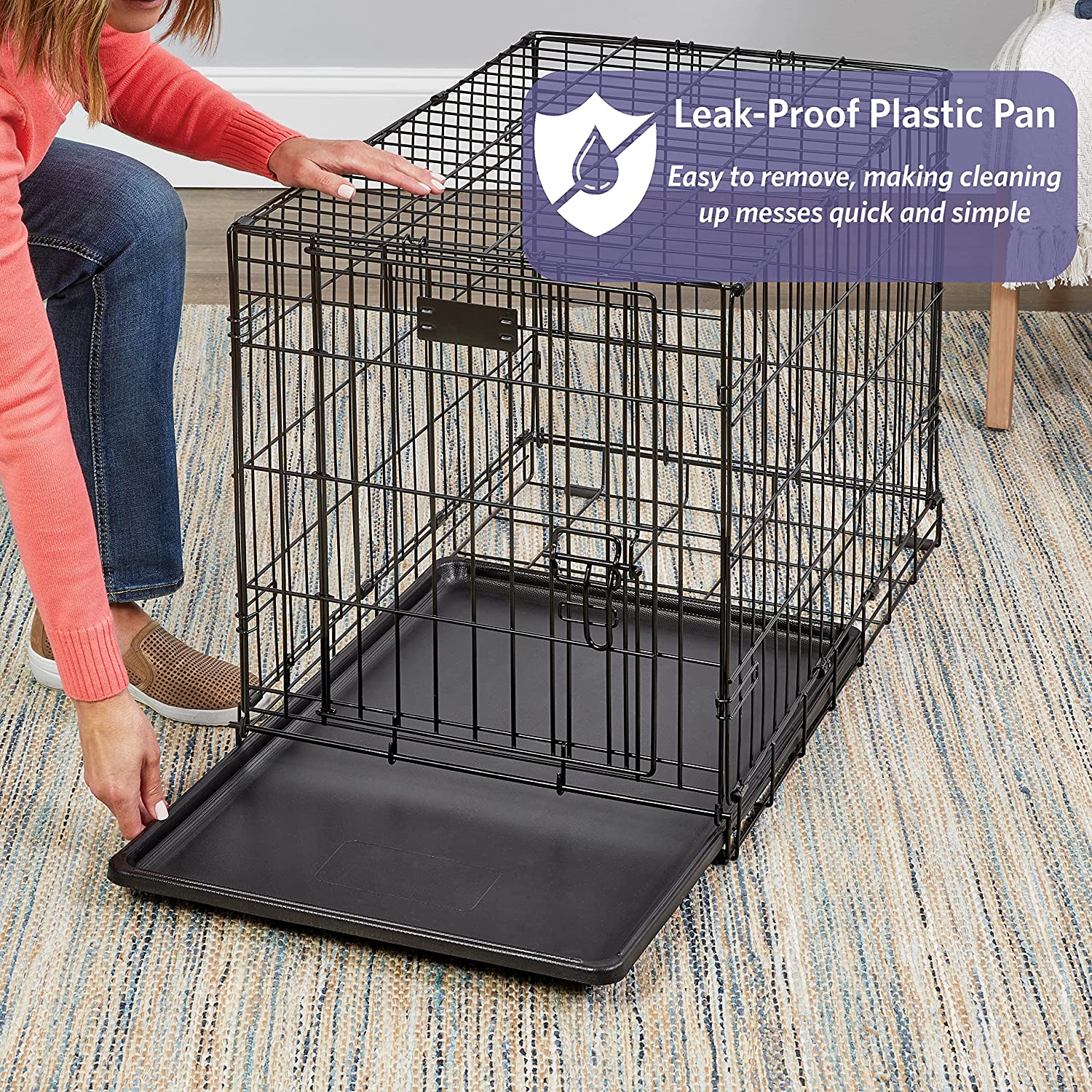 Midwest Homes for Pets Newly Enhanced Single Door Icrate Dog Crate, Includes Leak-Proof Pan, Floor Protecting Feet, Divider Panel & New Patented Features image number 3