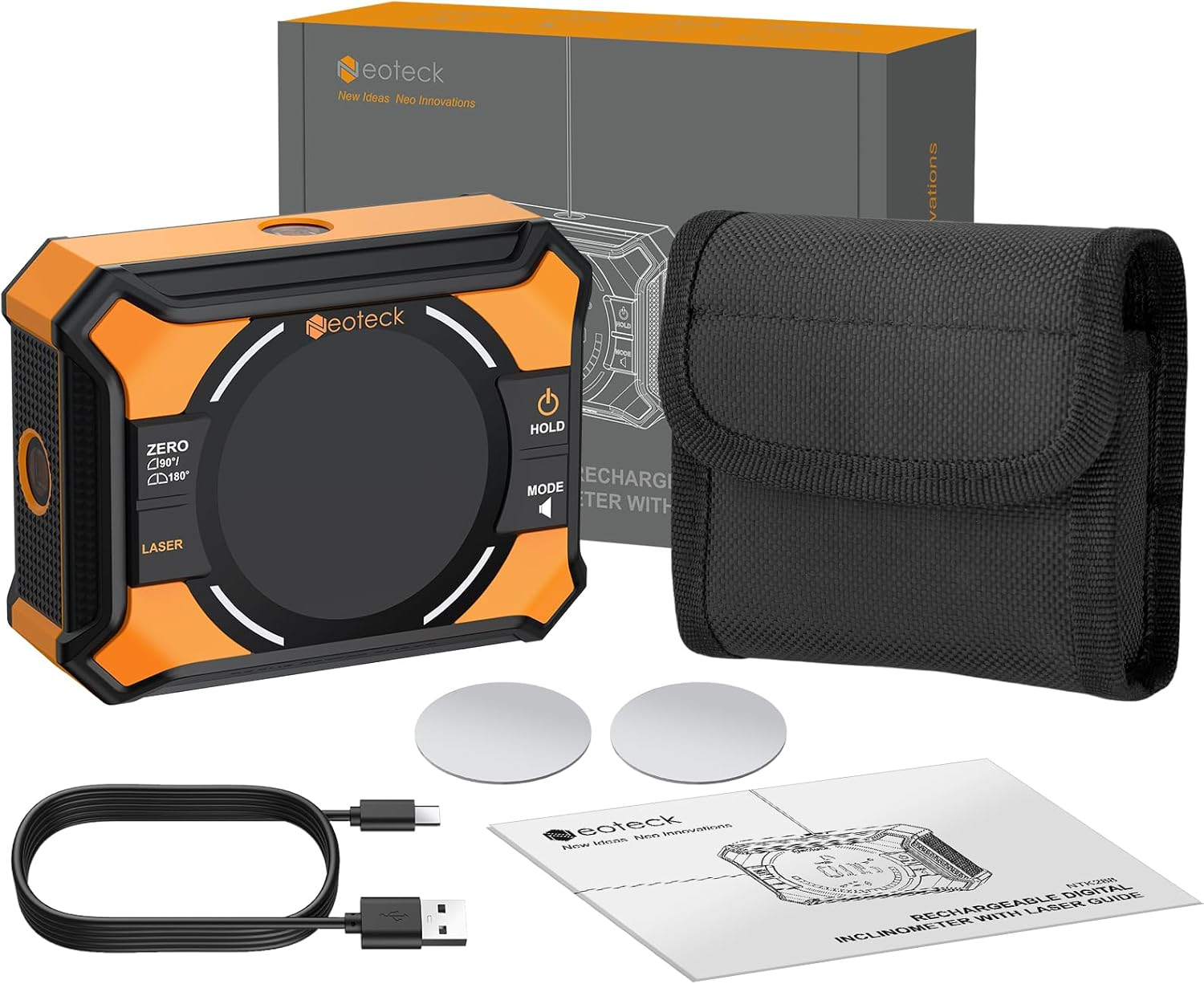 Neoteck 3-In-1 Laser Level Digital Angle Gauge with Magnetic Base &ndash; Rechargeable Digital Inclinometer with 0-90&deg; & 0-180&deg; Range, Cross Line Laser for Woodworking, Carpentry, DIY & Alignment image number 4