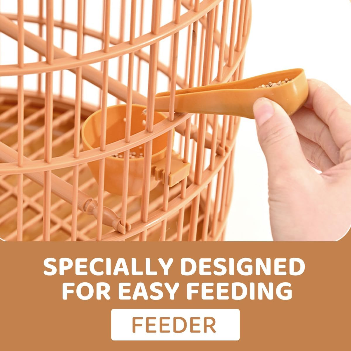 AIMALL Luxury Portable Birdcage &ndash; Tiger Skin Pattern, round Design for Parrots, Peony, and Other Birds, Push-Pull Door, 19.48 X 15.15 Inches