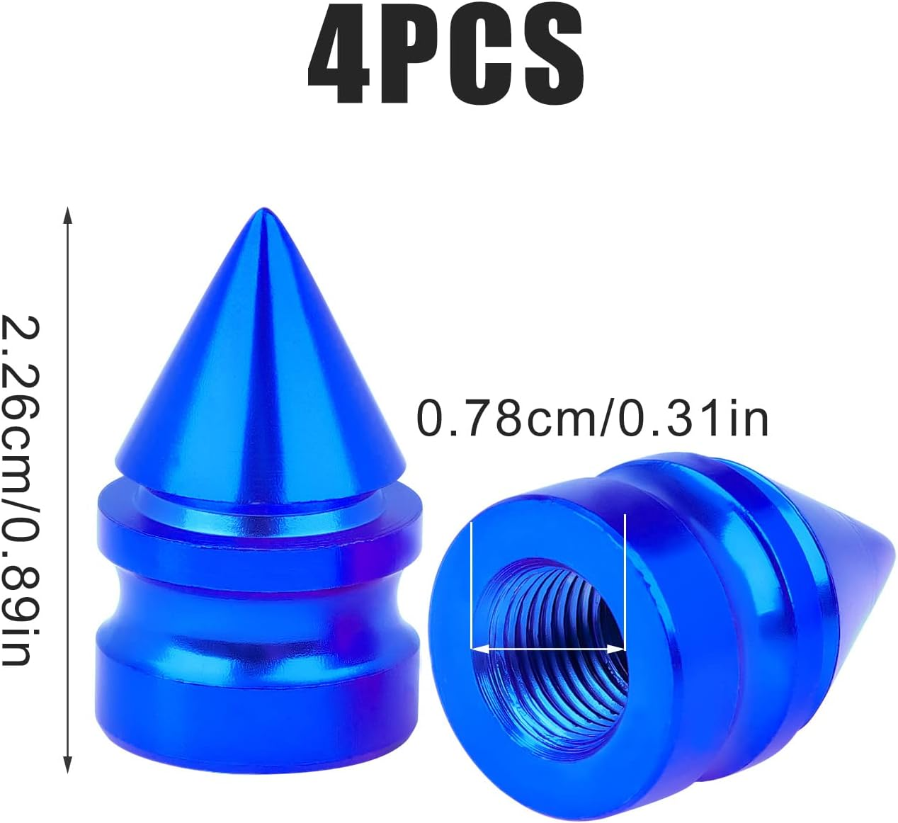 TOYMIS 4Pcs Tire Valve Caps, Aluminum Alloy Valve Stem Caps Heavy Duty Valve Stem Caps Valve Stem Covers Air-Proof Tire Caps for Cars SUV Trucks Motorcycles Bicycles (Blue) image number 3