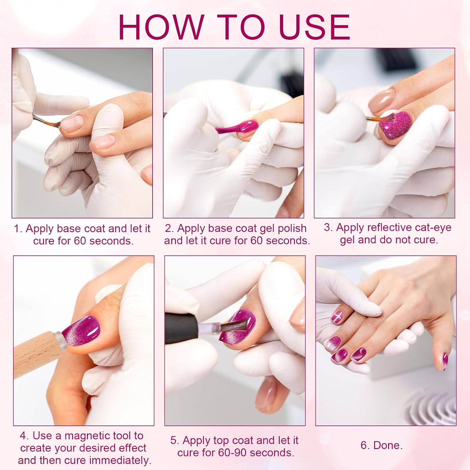 Nail Magnet Pen Set, 3 in 1 Cat Eye Nail Magnetic Tool Set with Heart & Rabbit Shaped Irons Versatile Cat Eye Gel Polish Magnet for Home Salon Nails Studio Use image number 6