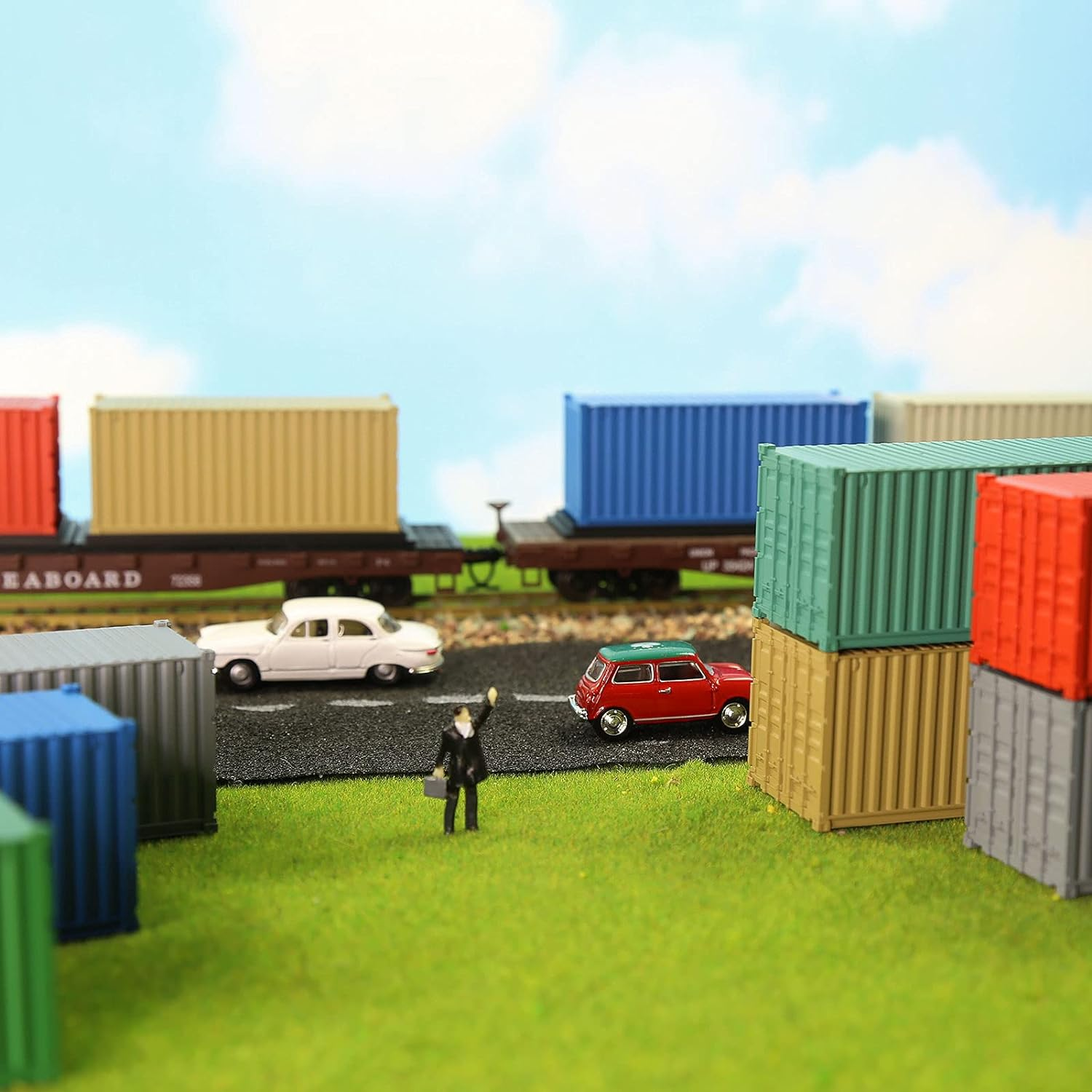 8Pcs Mixed Different 20Ft Freight Container HO Scale Model Train Accessories 1:87 20 Foot Container C8720 image number 1