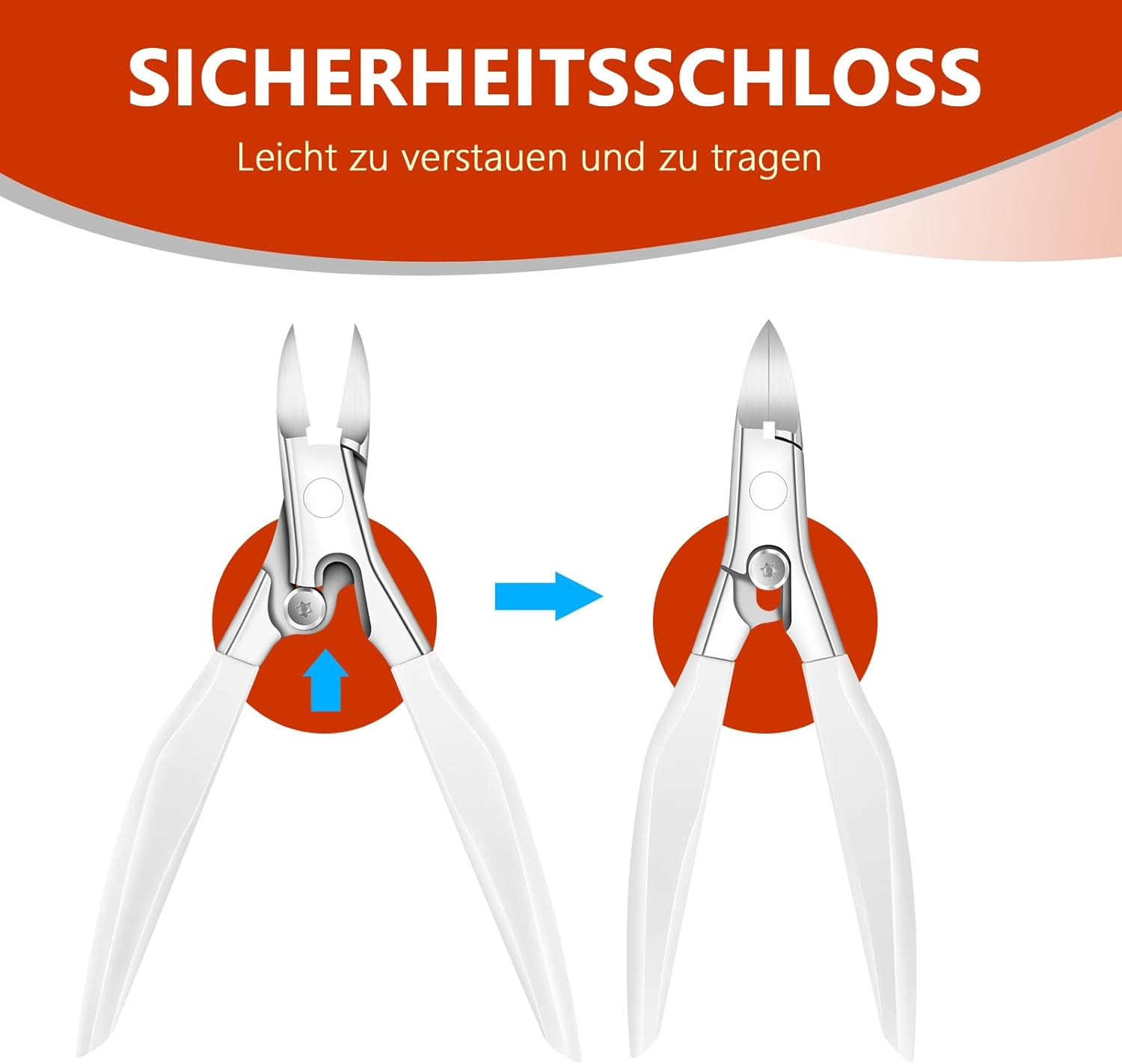 Precision Nail Scissors for Toenails and Fingernails, Sharp Stainless Steel Foot Nail Scissors for Thick and Deep Ingrown Toenails (White) image number 5