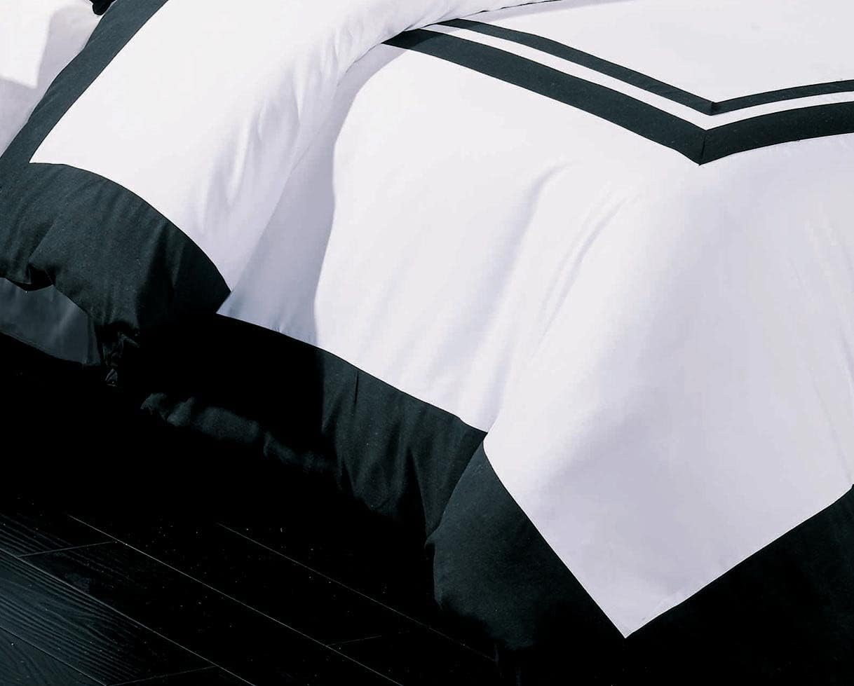 Luxton Macey Black White Quilt Cover King - Striped Bordered 3Pcs Doona Cover Set (King Size) image number 3