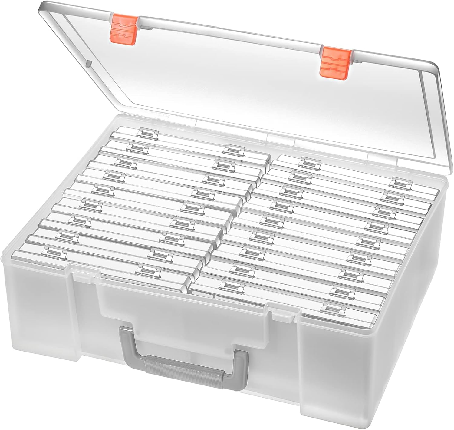Photo Storage Box 4X6, 18 Inner Extra Large Organizer Acid-Free Photo Keeper Storage Case, Plastic Craft Storage Box for Stickers Stamps Seeds (Clear, 18 Boxes)