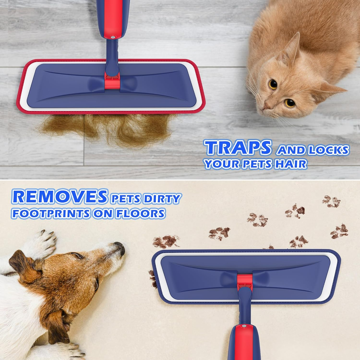 Wet Dust Mops for Hardwood Floor Cleaning - MEXERRIS Spray Mops with 4X Reusable Washable Pads 2X Bottles Microfiber Wood Floor Mop Home Commercial Use for Hardwood Wood Laminate Ceramic Tiles image number 1