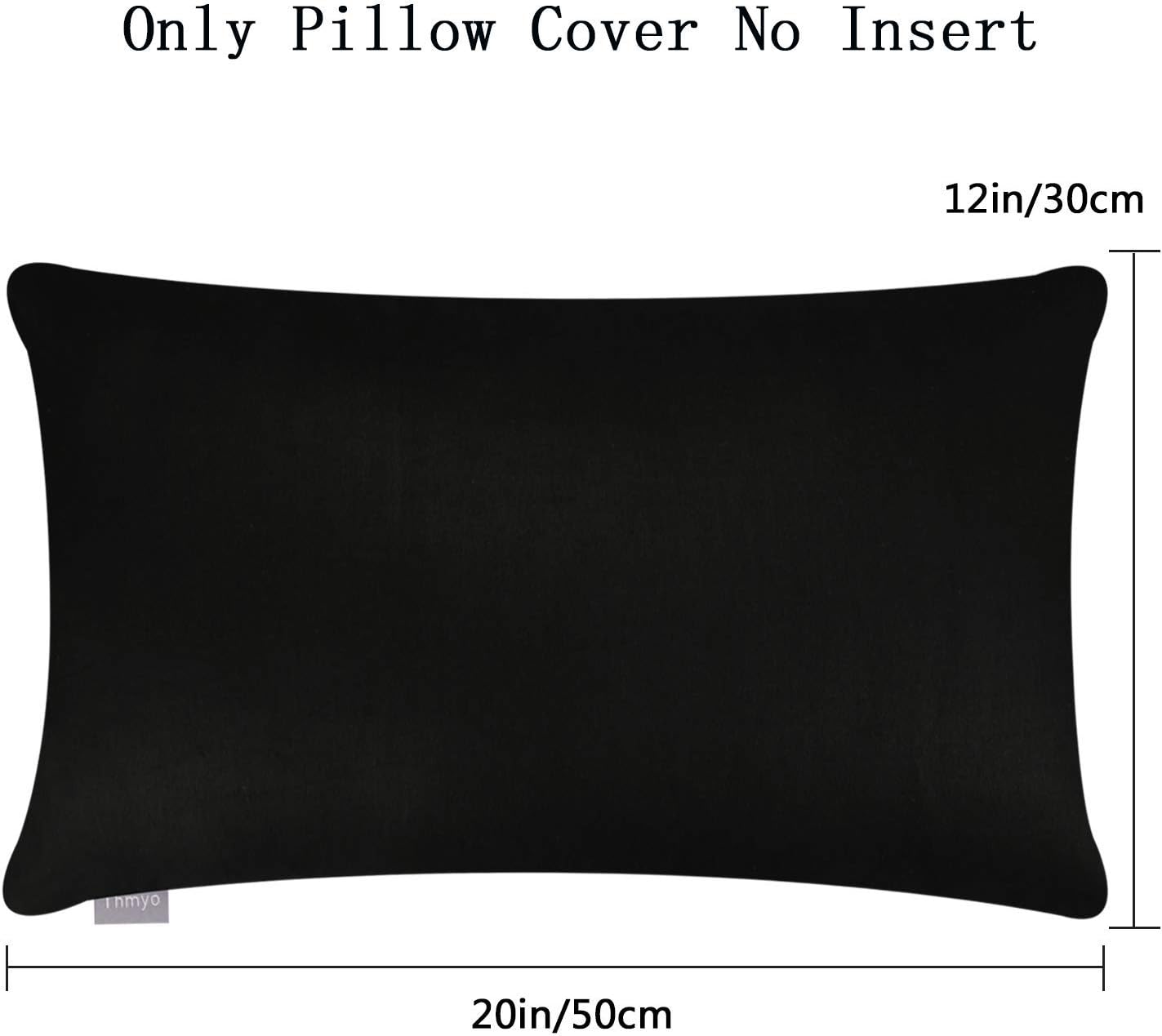 4-Pack Cotton Comfortable Solid Decorative Throw Pillow Case Rectangle Cushion Cover Pillowcase for Lumbar (Cover Only,No Insert) (12X20Inch/30X50Cm, Black)