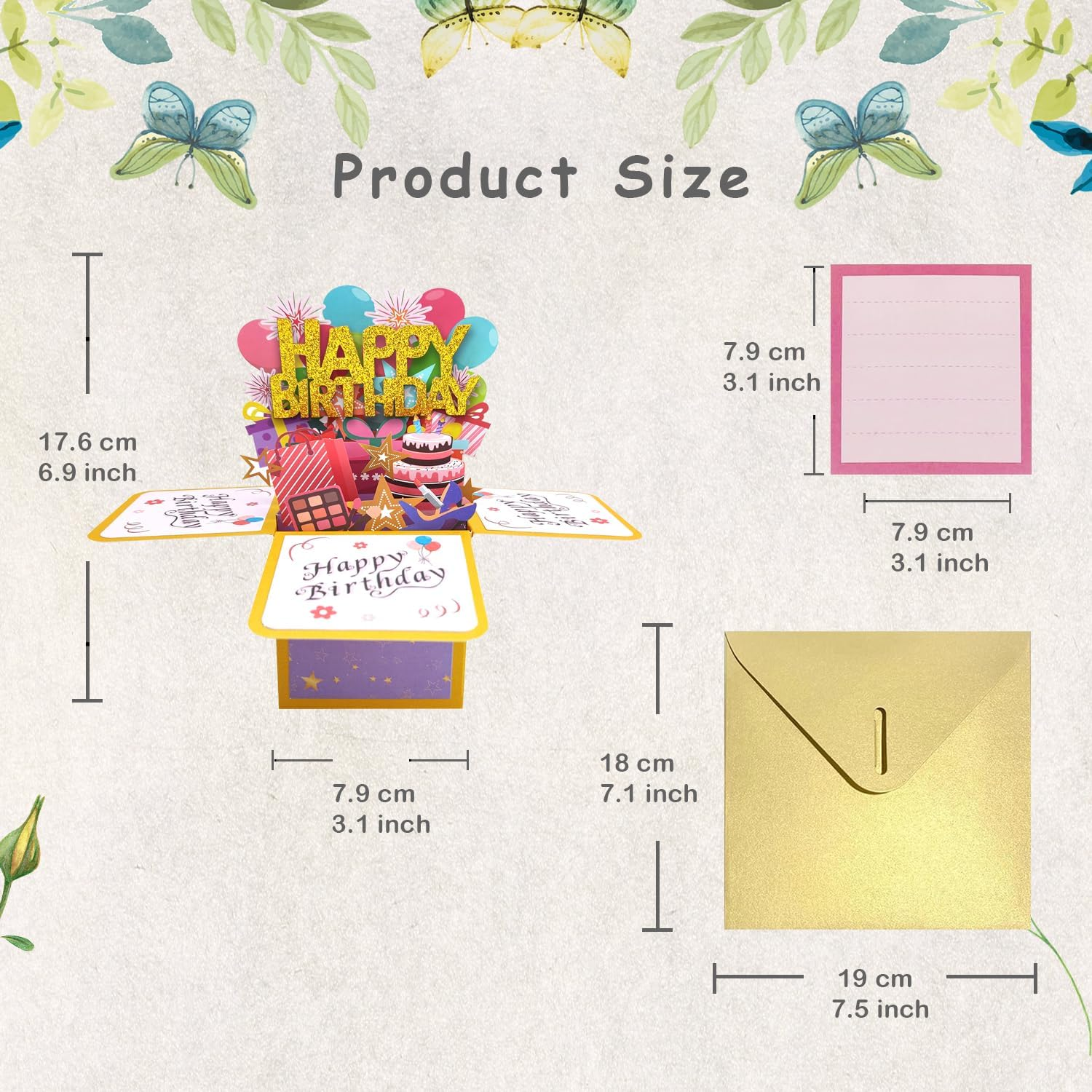 Funny Happy Birthday Pop up Card, Sweet 3D Birthday Gift Box for Adults and Kids with Envelopes, Unique Handmade Foldable Celebration Cards for Daughter, Son, Mom, Dad, Friend - Happy Birthday Card image number 1