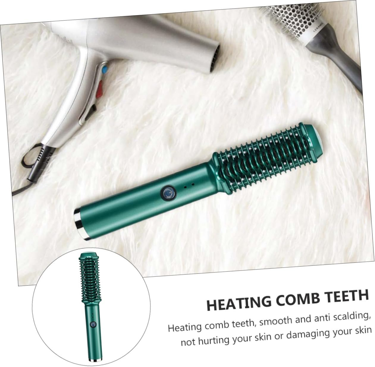 Healeved Portable Usb Hair Straightener Hair Curling Rod Scald Comb Styling Tool Hairdressing Tool for Frizz