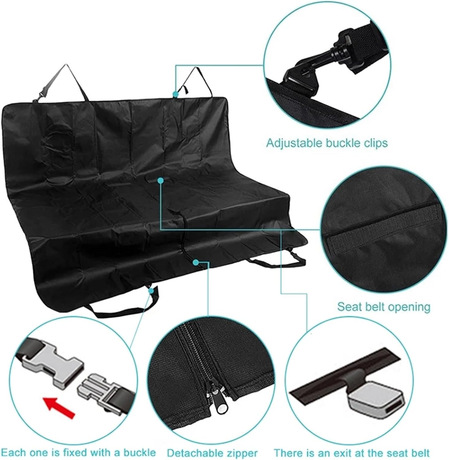 Dog Car Seat Cover Pet Basket Mat Cat Hammock Travel Trunk Car Back Seat for Dog Safety Mat Pet Transport Dog Hammock(Color:Black)