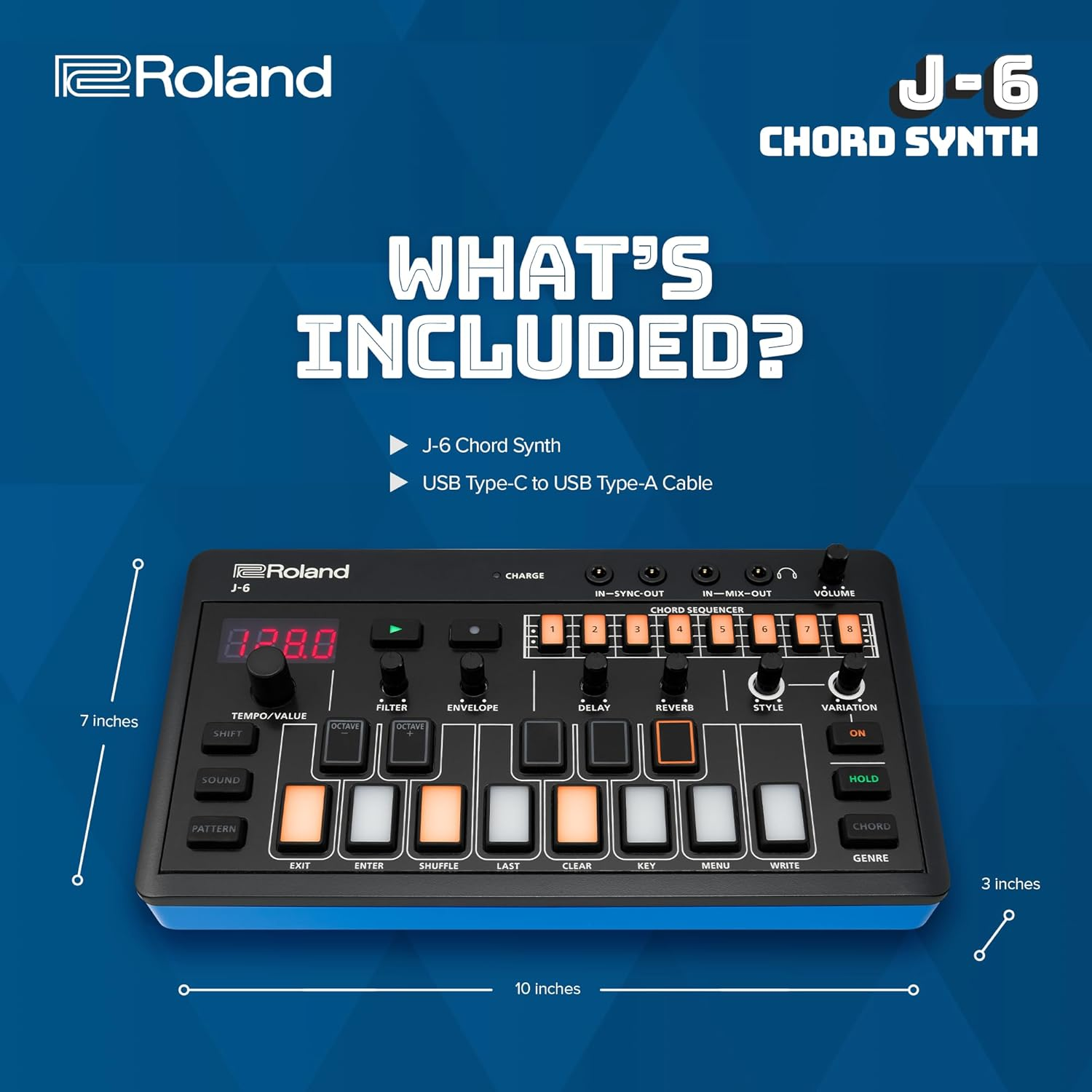 ROLAND AIRA Compact J-6 CHORD SYNTH | Portable Song Creation Machine with Professional Roland Sound and Features | JUNO-60 Synth Engine & Presets | Chord Sequencer | Effects, Black