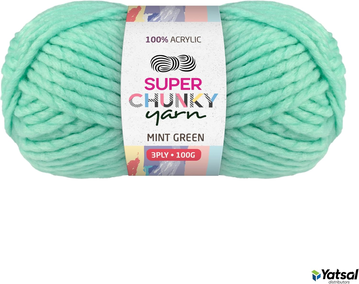 Super Chunky 3-Ply Knitting Wool Yarn 100 G, Medium Green