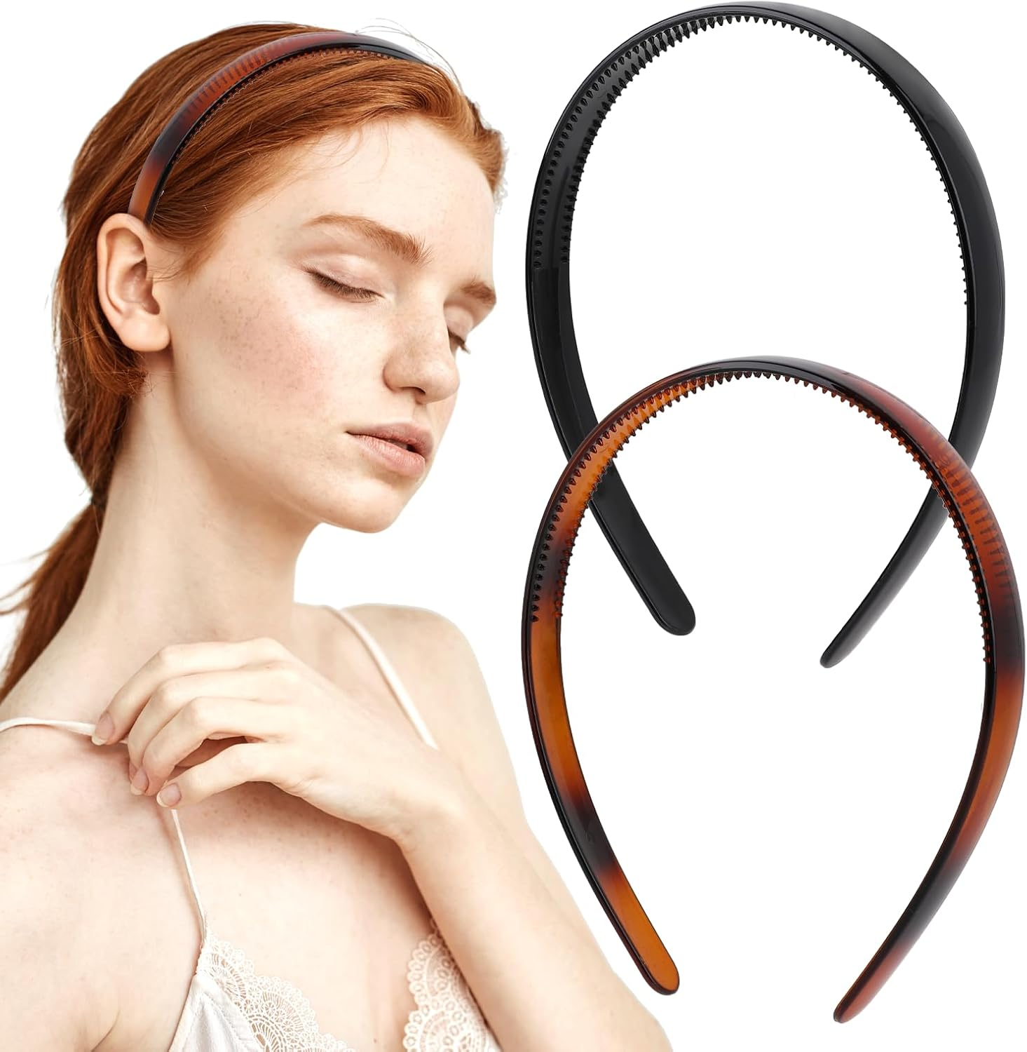 Simple Plastic Headband Hair Hoop Plastic Headbands for Women with Teeth Black Brown Headwear Ladies Hair Acessories image number 1