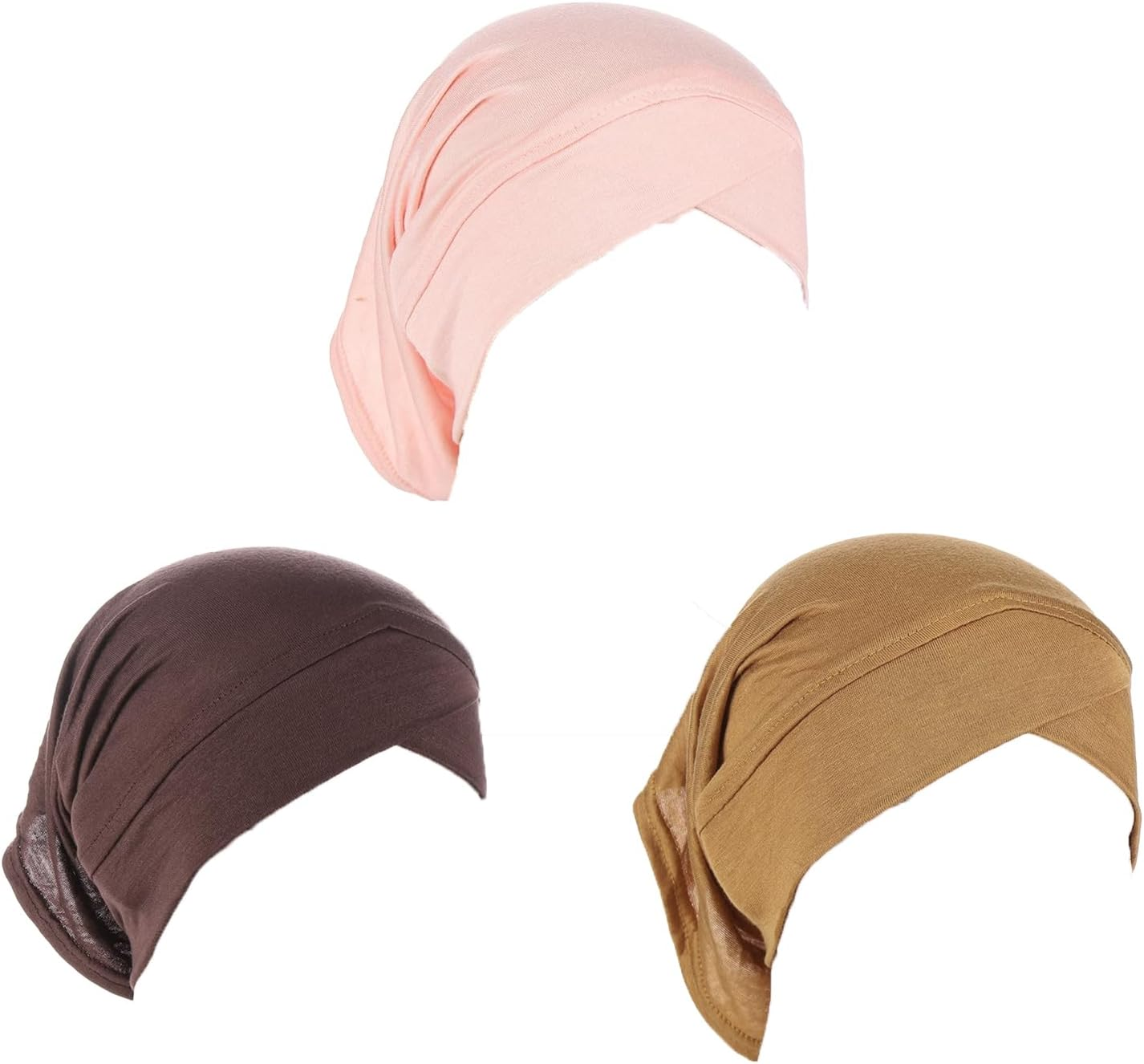 CENZICOM Muslim Inner Hijab Caps, Full Coverage Undercap, Breathable Stretchy Bonnet, 3 Pack