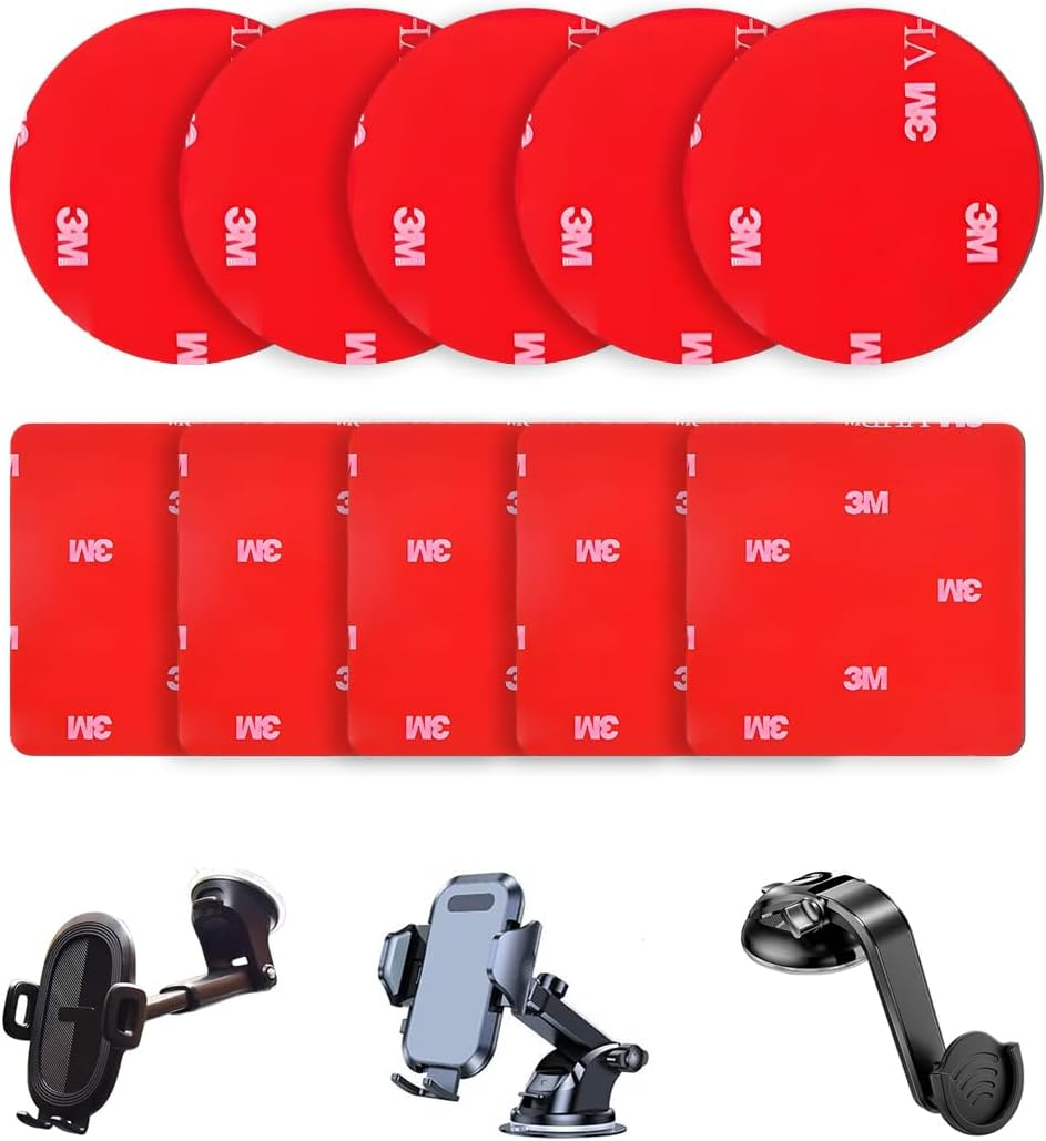 Pack of 10 3M Double-Sided Adhesive Tape Stickers, VHB Car Camera Mounting Tape for Car, Dashboard, Waterproof, Heat Resistant, Strong Adhesive Tape Stickers (Square and Round) image number 3