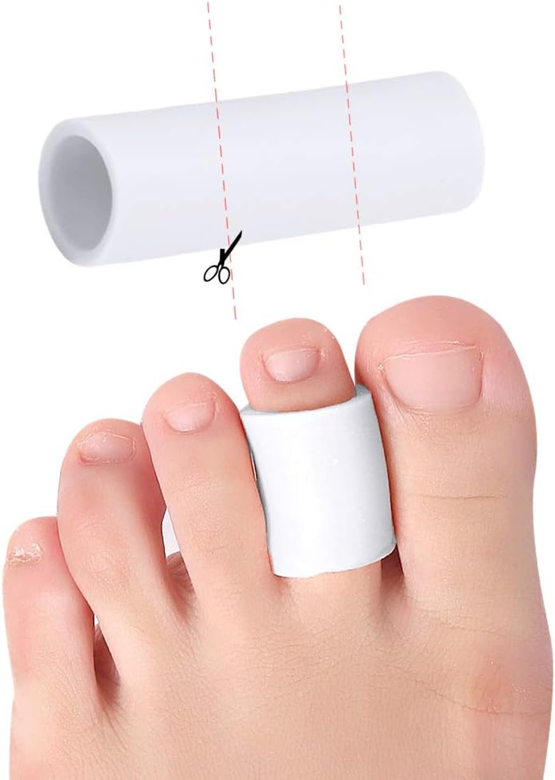 Silicone Gel Toe Cushion Tubes Sleeves Soft Corn Pad Protectors for Friction Pain Relief Foot Care Tool Finger Protect (Large X 4Pcs+Small X 4Pcs, White)