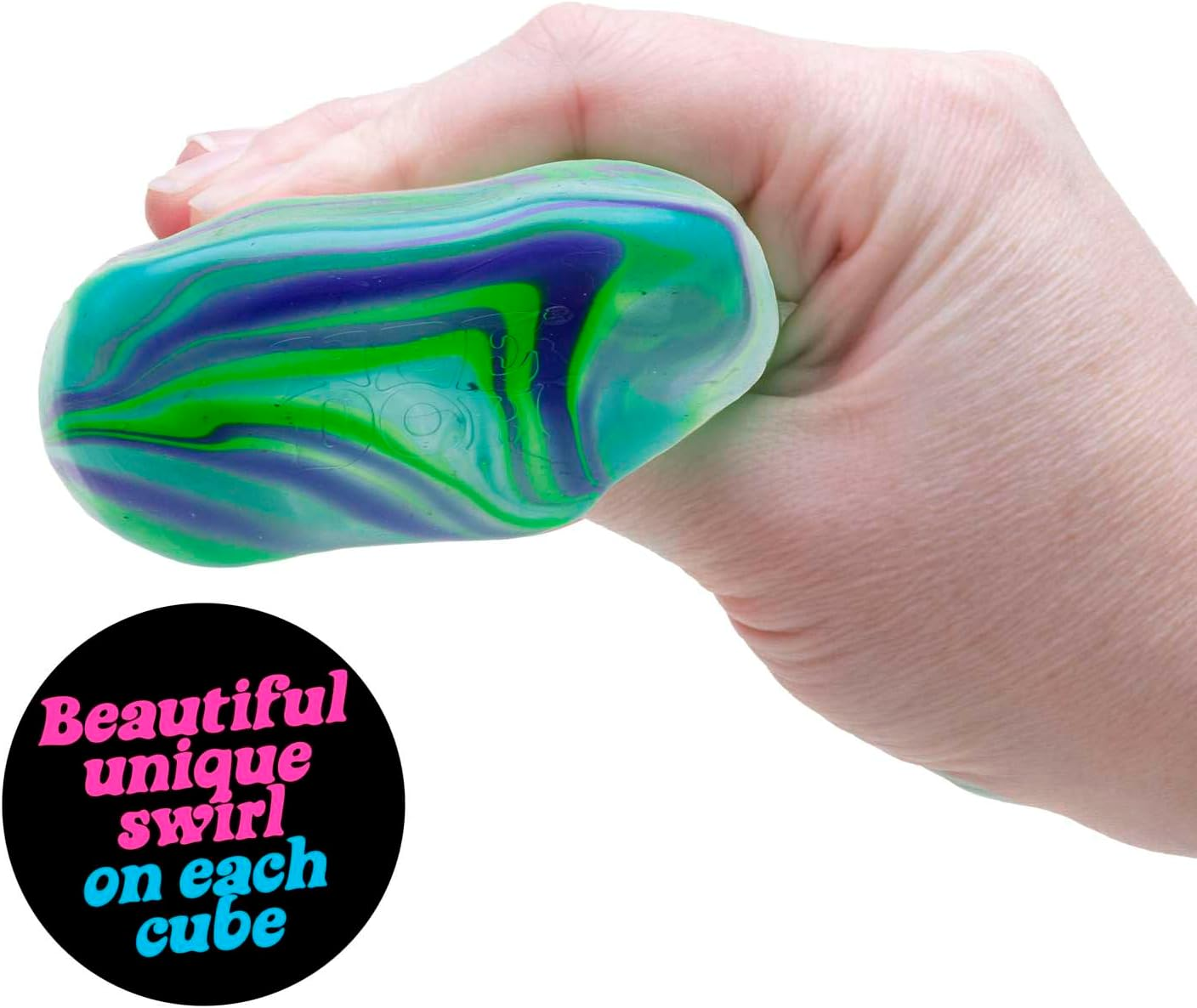 Needoh Nice Cube Swirl- Squishy Colourful Stress Toy, Soft & Stretchy Fidget for Sensory Play, Swirled Ice Cube-Inspired Design, Stress Relief for Kids & Adults, Fun Collectible, Assorted Colours image number 3