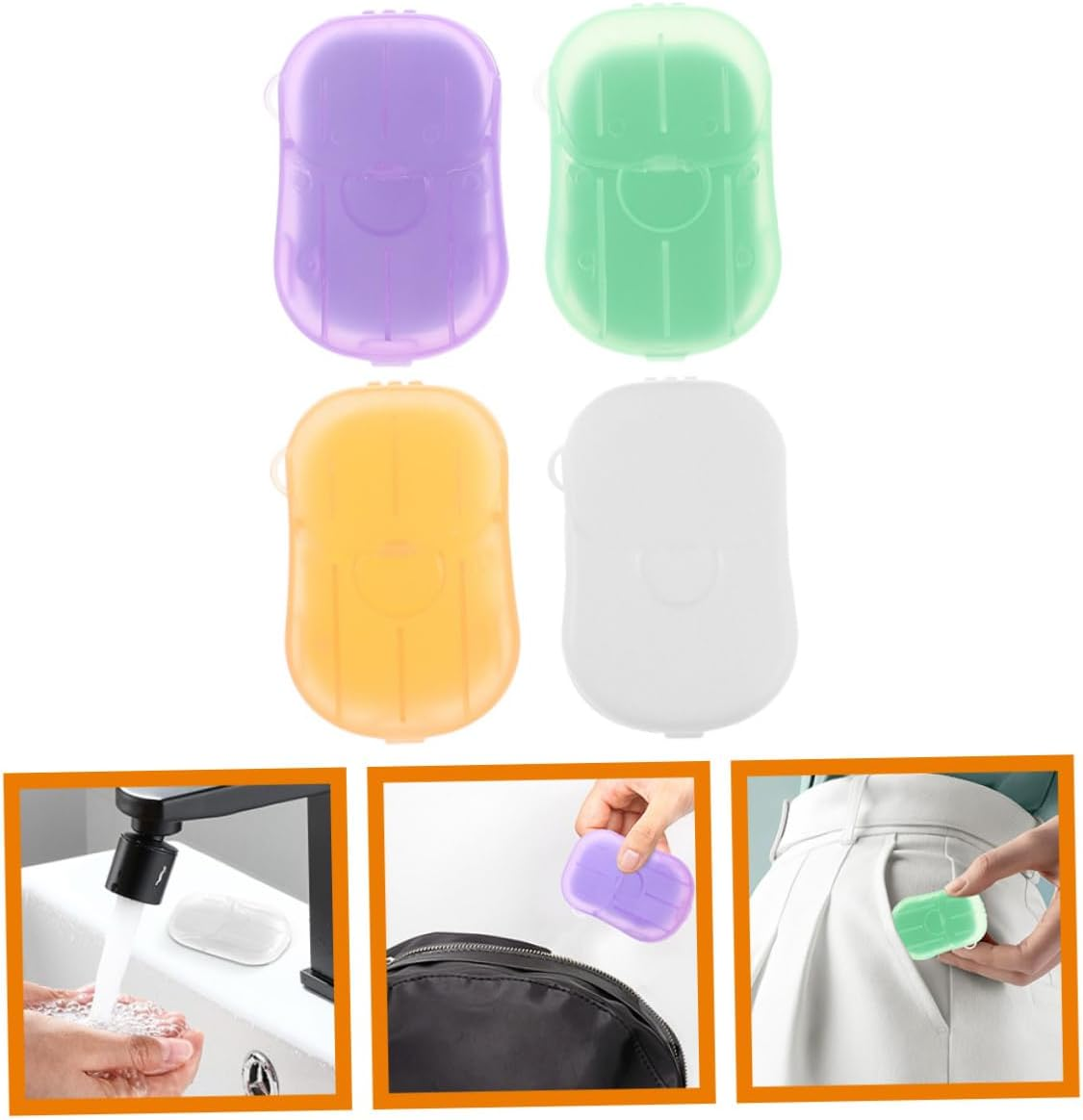 Parliky Portable Travel Soap Sheets 4 Boxes of Compact Hand Cleaning Soap Slices for Outdoor Camping and Travel Random Color image number 2