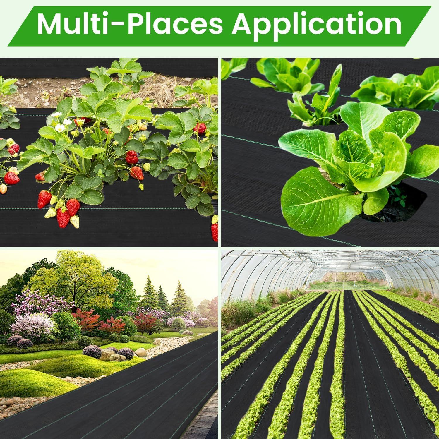 1.2 M X90M Weed Barrier Fabric, 3.2Oz Landscape Fabric, Durable Weed Barrier Fabric Heavy Duty with 20 U-Shaped Securing Pegs for Landscaping Weed Blocker Garden Bed Cover, Commercial Driveway image number 4