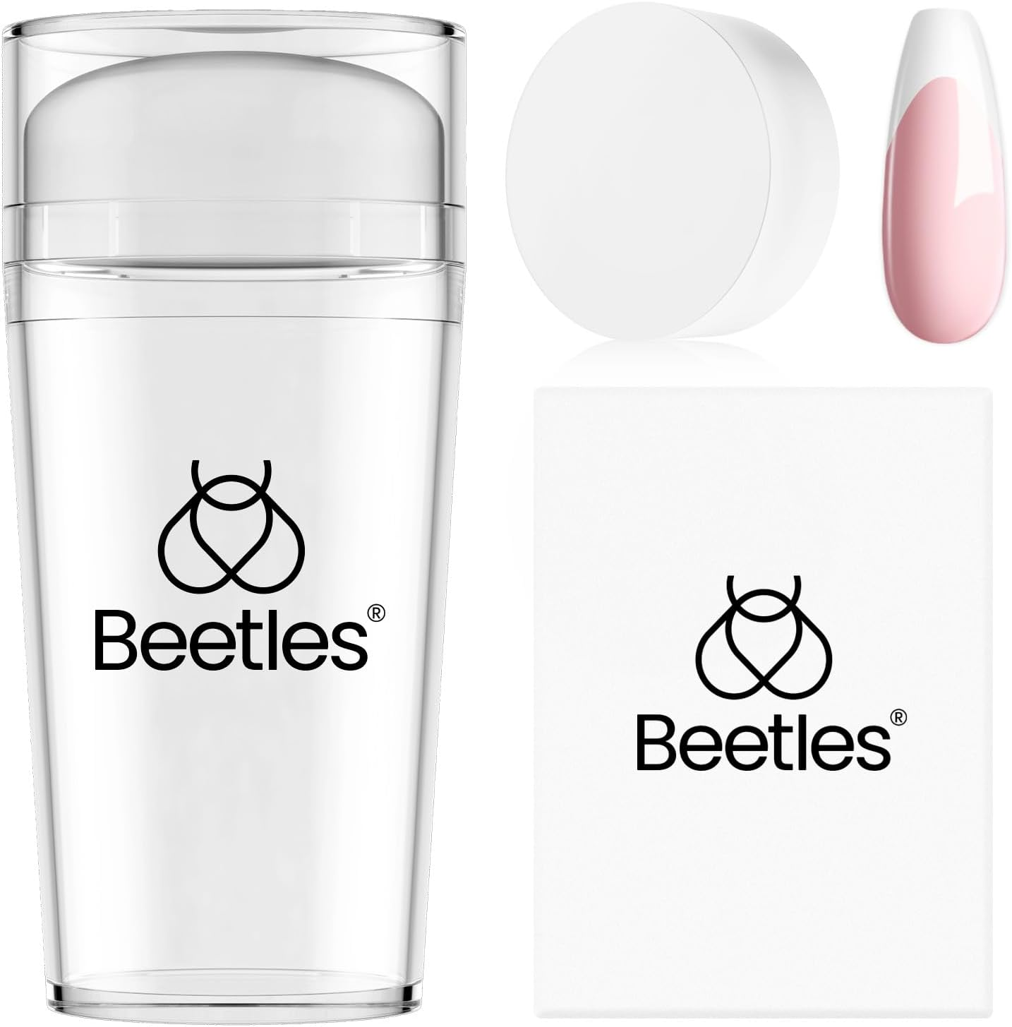 Beetles Nail Stamp 3Pcs Silicone French Tip Nail Stamp Kit with Replacement Nail Stamper Heads and Scrapers Soft Silicone Nail Printing Tool for Home Manicure Diy Nail Art Salon for Girls image number 2