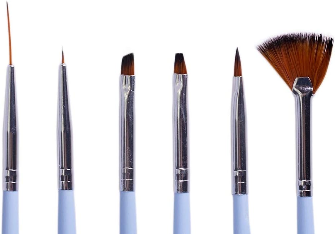 6Pcs Blue Wooden Nail Art Drawing Painting Sets 6 Designs Nail Brush Kits Manicure Tools 18Cm Zhengpingpai image number 4