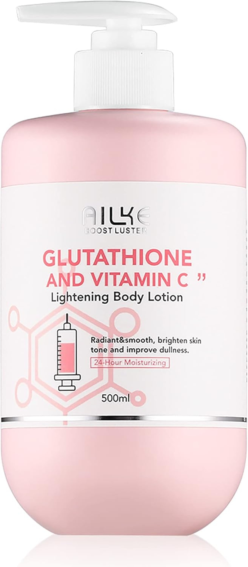 AILKE Lightening Body Lotion, with Glutathione, Vitamin C, Quick Absorption, Smooth Skin, Glowing Skin Tone, Hand & Leg Moisturizing Cream, 500ML