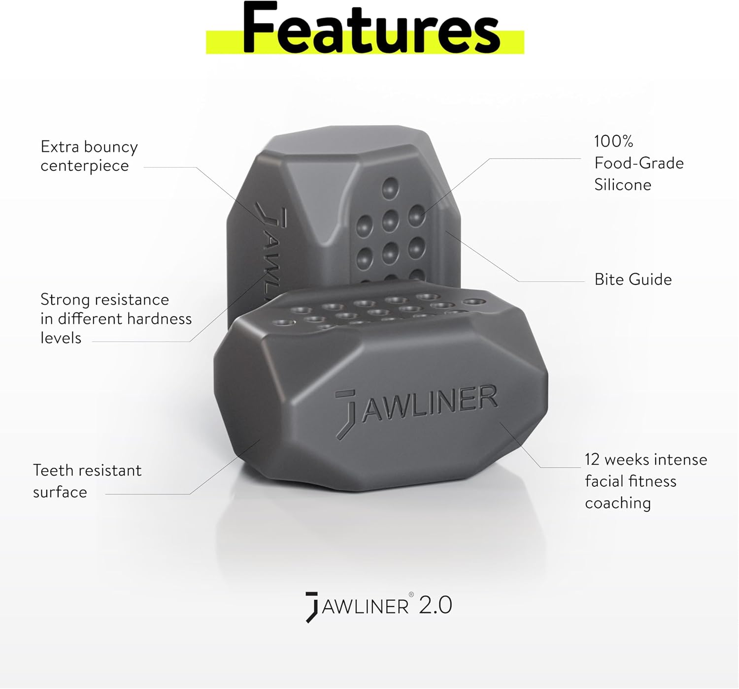 Jaw Exerciser Set for Men & Women - Jawline Trainer with 3 Resistance Levels - Double Chin Reducer - 100% Food-Grade Silicone - Face and Neck Shaper & Jaw Strengthener