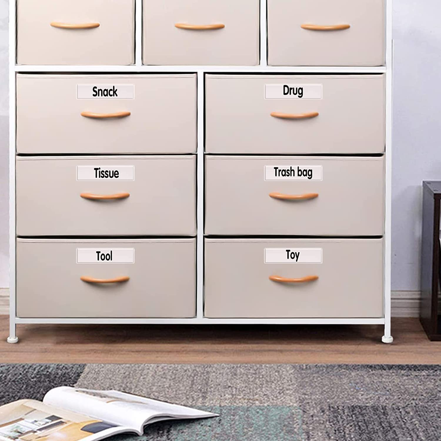 Self Adhesive Label Holders, ELEMGULY 55 Pcs Adhesive Shelf Tag Shelf Label Holder Clear Pocket Holder with Paper for Supermarket, Bookshelf, Kitchen (4.3 X 1.2 Inch) image number 5