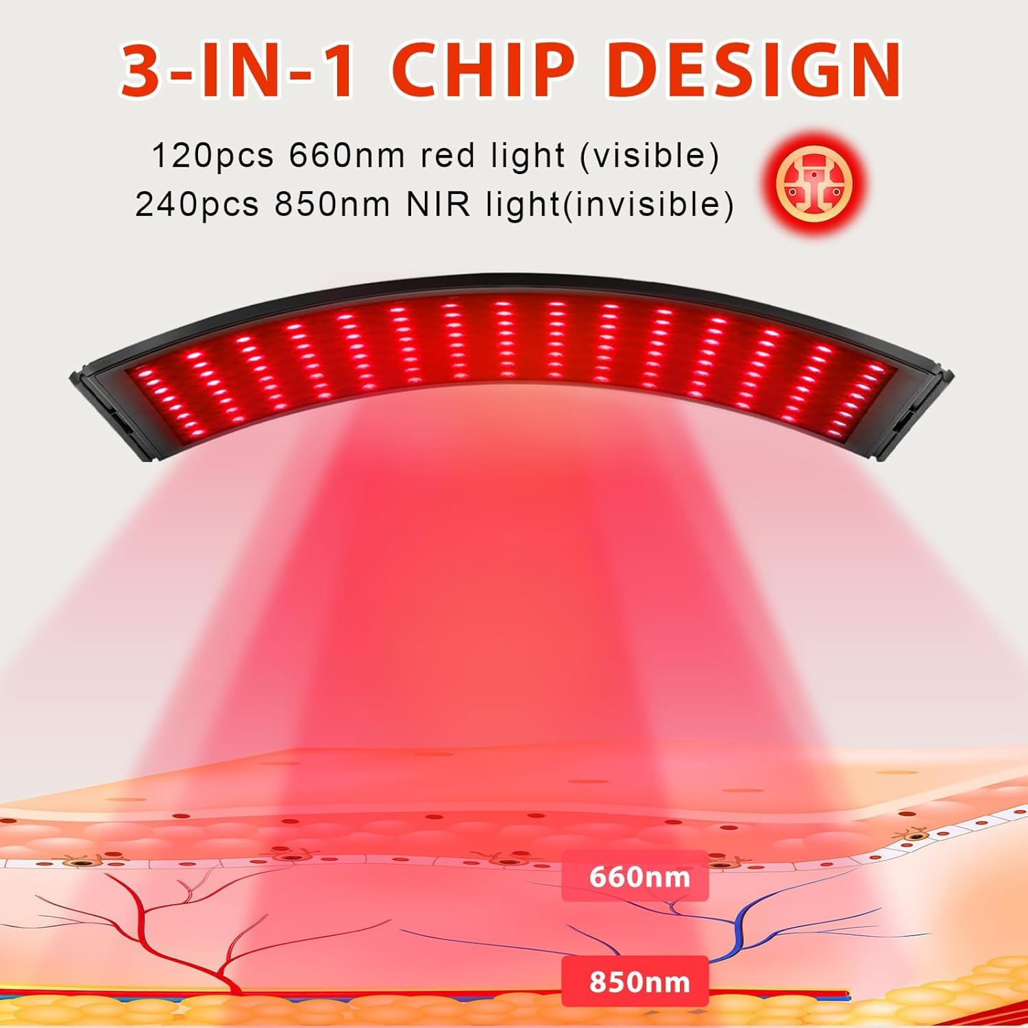 Red Light Therapy for Face and Body, Red Infrared Light Therapy Lamp with Stand Led 660Nm Red Light-Therapy& 850Nm Infrared Light Device for Body image number 3