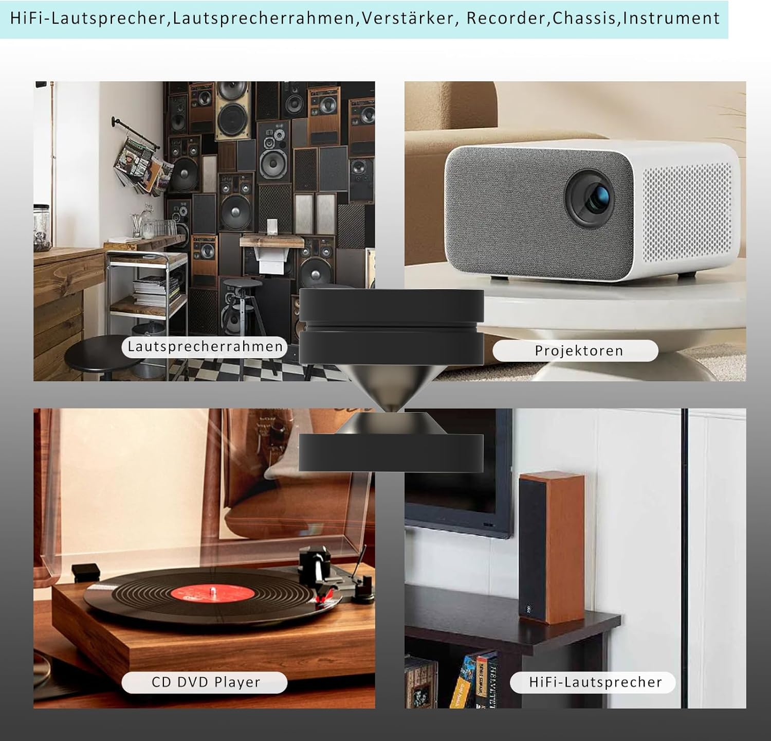 Monosaudio Hifi Speaker Isolation Feet 39X39Mm Speaker Spikes Pads Subwoofer Spikes Amplifier Feet for Audio,Speakers,Subwoofers, Home Theater,Turntable,Dac/Dvd Player(4 Sets, Black) image number 6