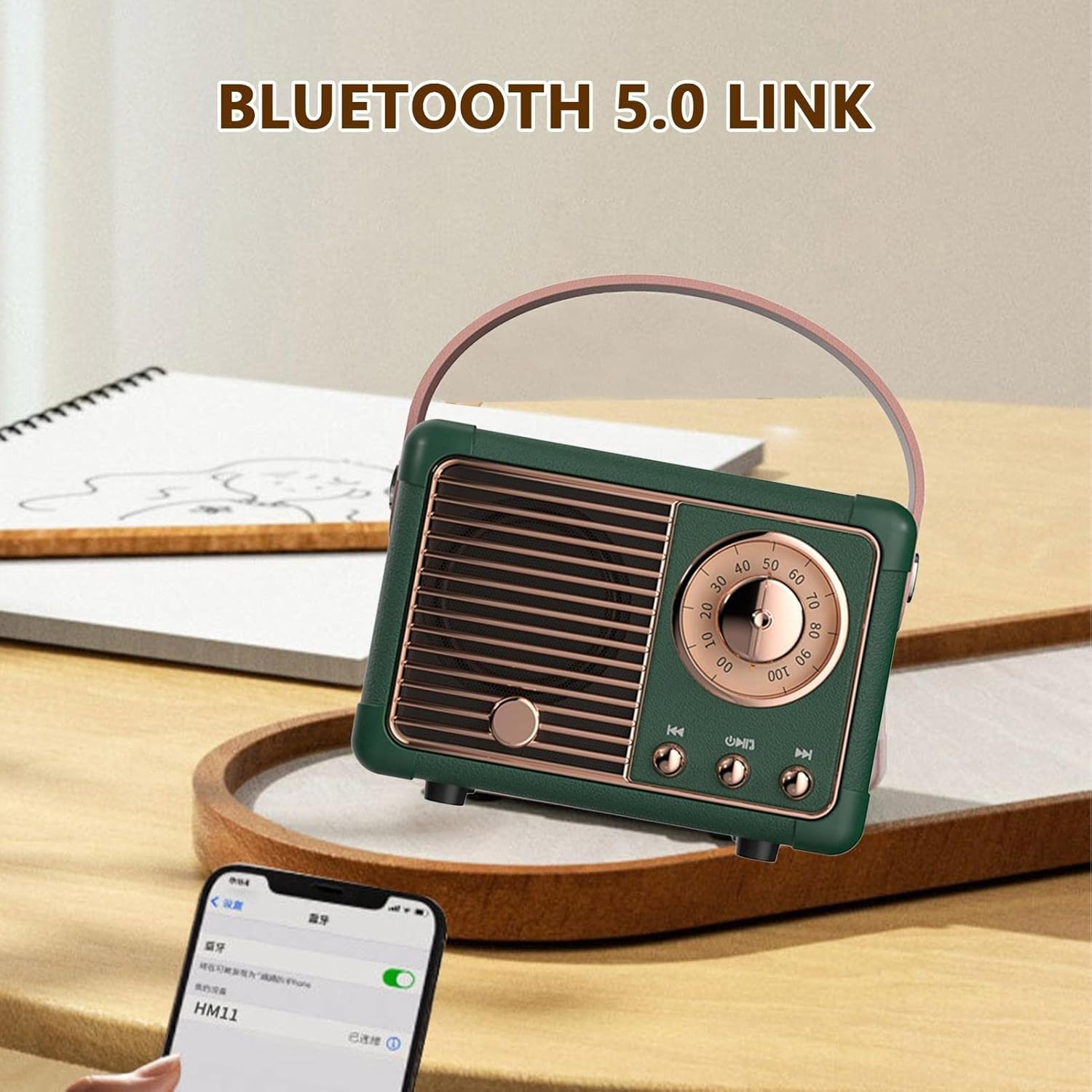 Retro Radio - Retro Decor with Stereo Sound Rich Bass - Blue-Tooth 5.0 Heavy Bass Music Player, 4-5H Long Playtime, Outdoor Speaker for Home, image number 5
