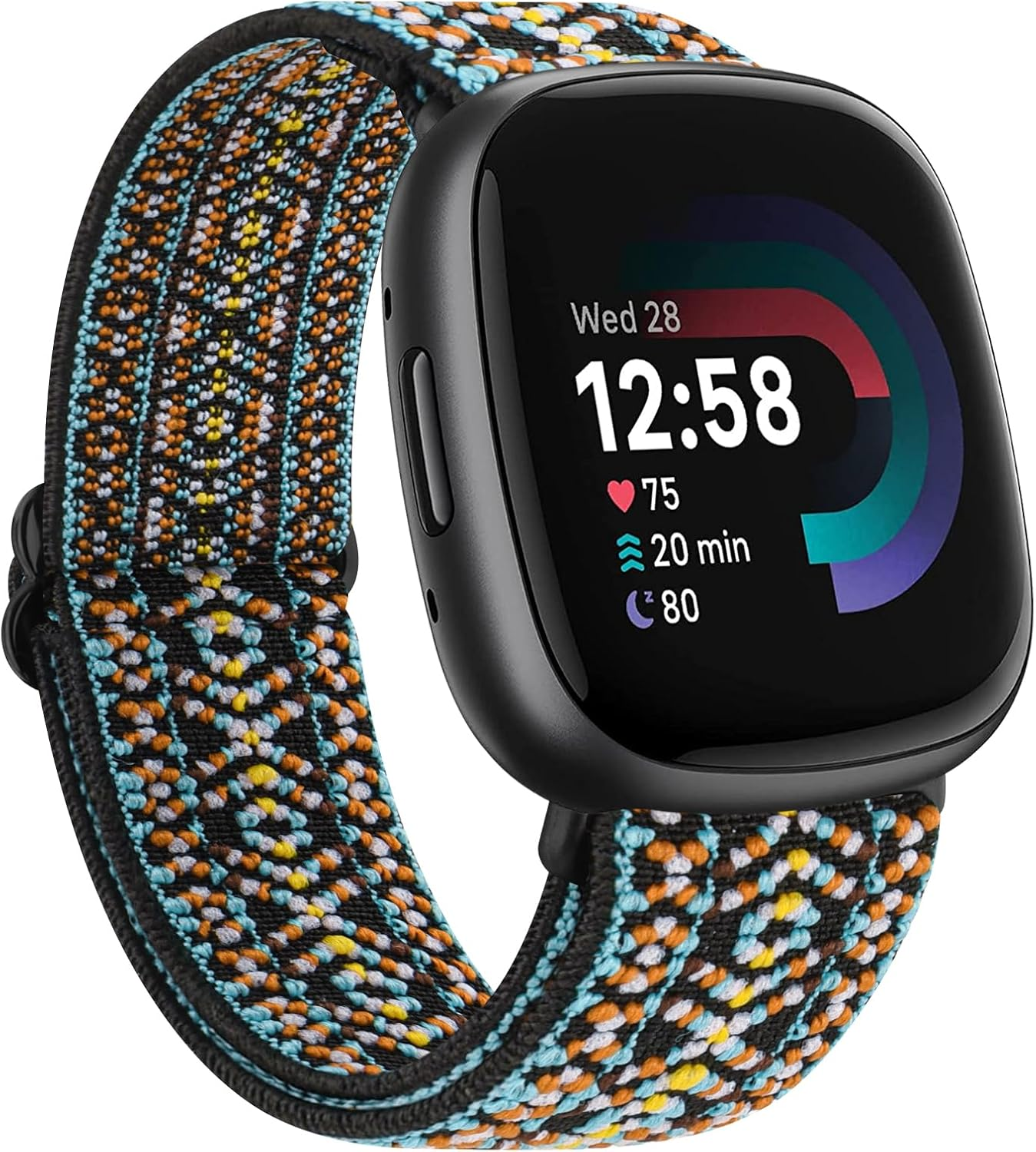 Elastic Solo Loop for Fitbit Versa 4 Band & Sense 2 Band Women/Men, Soft Stretchy Loop Adjustable Sport Replacement Wristbands for Fitbit Sense/Sense 2/Versa 3/4