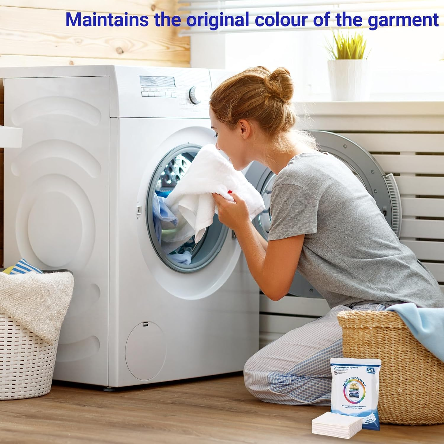 Fiohiros Colour Catchers Laundry Sheets,100 Count Dye Trapping Sheets for Washing Machine,Wash Dark Clothes Trapping Dye image number 3