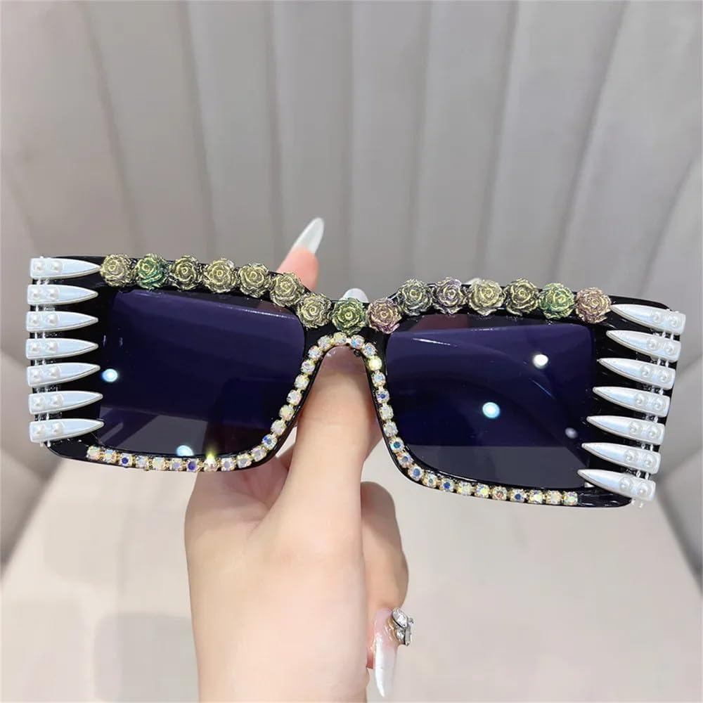 Diamond Retro Square Sunglasses Women Men Party Eyeglasses Vintage Hip Hop Punk Sun Glasses UV400 - 1 image number 7