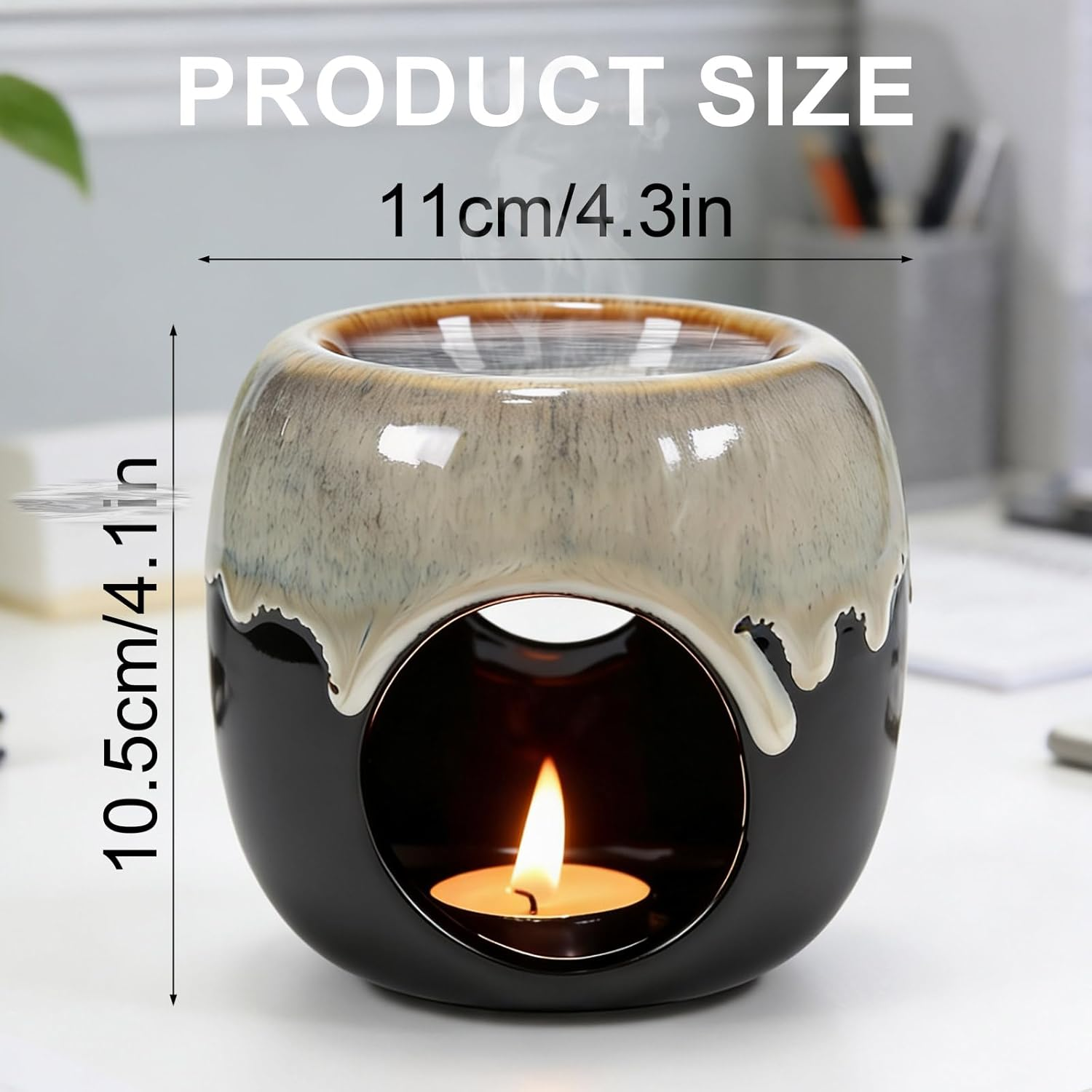 Sudatong Oil Burner for Essential Oils, Tea Light, Fragrance Light Lamp for Fragrance Oil and Wax Warmer, Ceramic Aroma Lamp for Essential Oils (Blue) image number 6