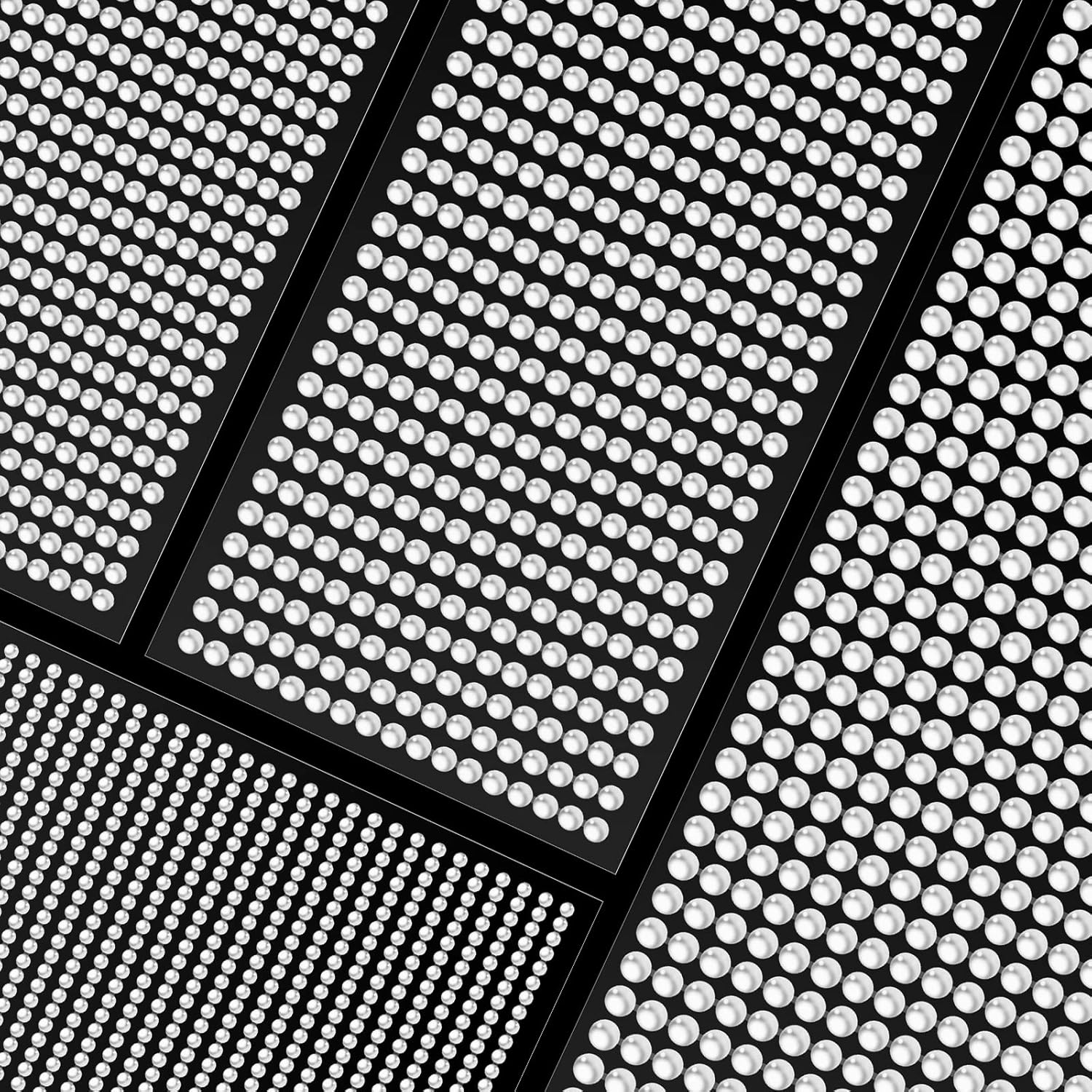 SAVITA 2800 Pieces Pearl Stickers, 3 Mm/4 Mm/5 Mm/6 Mm Beauty Flatback Beads Self Adhesive Hair for Makeup Crafts Face Nails Album Decoration (White) image number 3