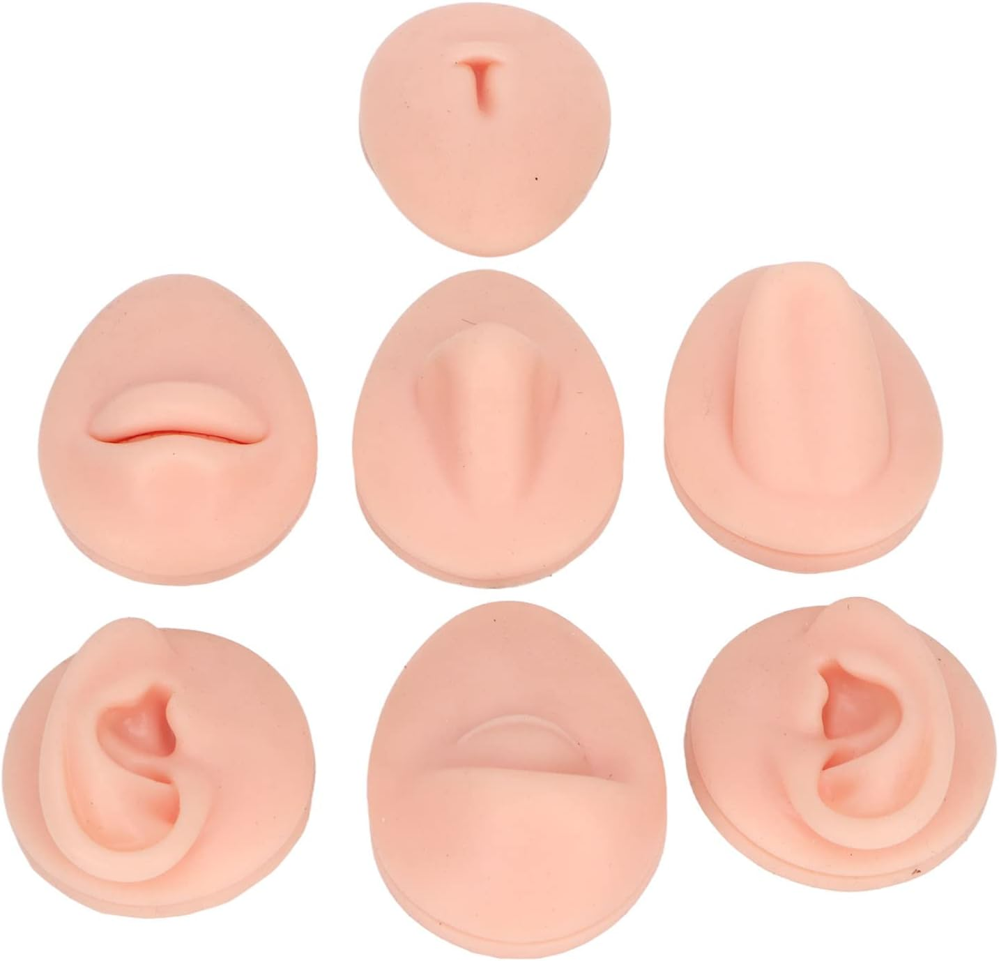 7Pcs Silicone Body Model, Simulation Penetrating Ear Nose Mouth Tongue and Belly Button Teaching Tool image number 4